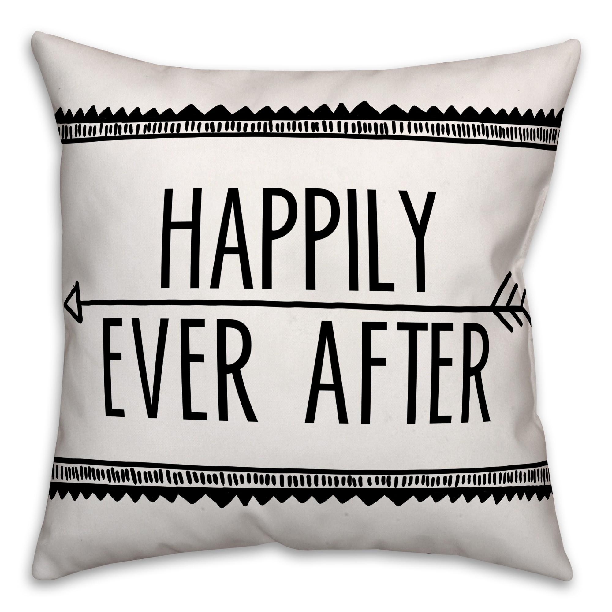 Happily Ever After Black and White 18x18 Faux Suede Throw Pillow