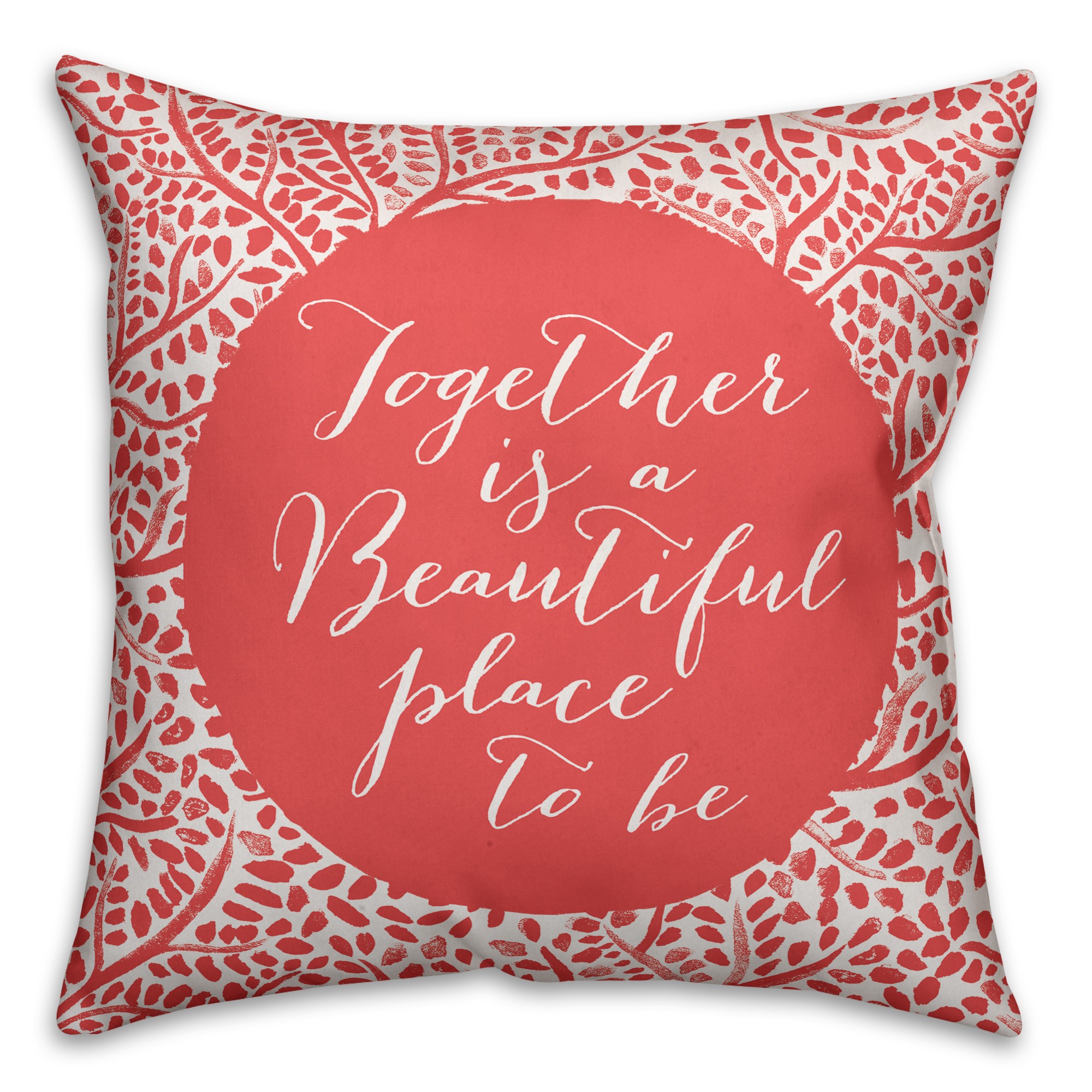 A Beautiful Place Together Coral 18x18 Faux Suede Pillow