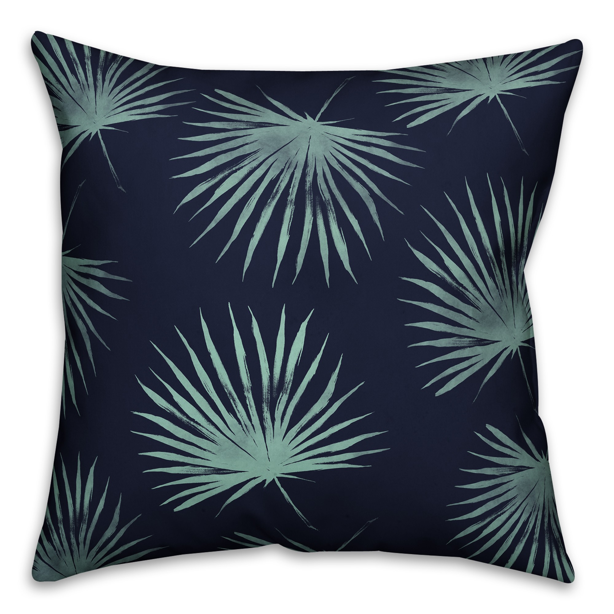Mint Fern Leaves 18x18 Faux Suede Throw Pillow