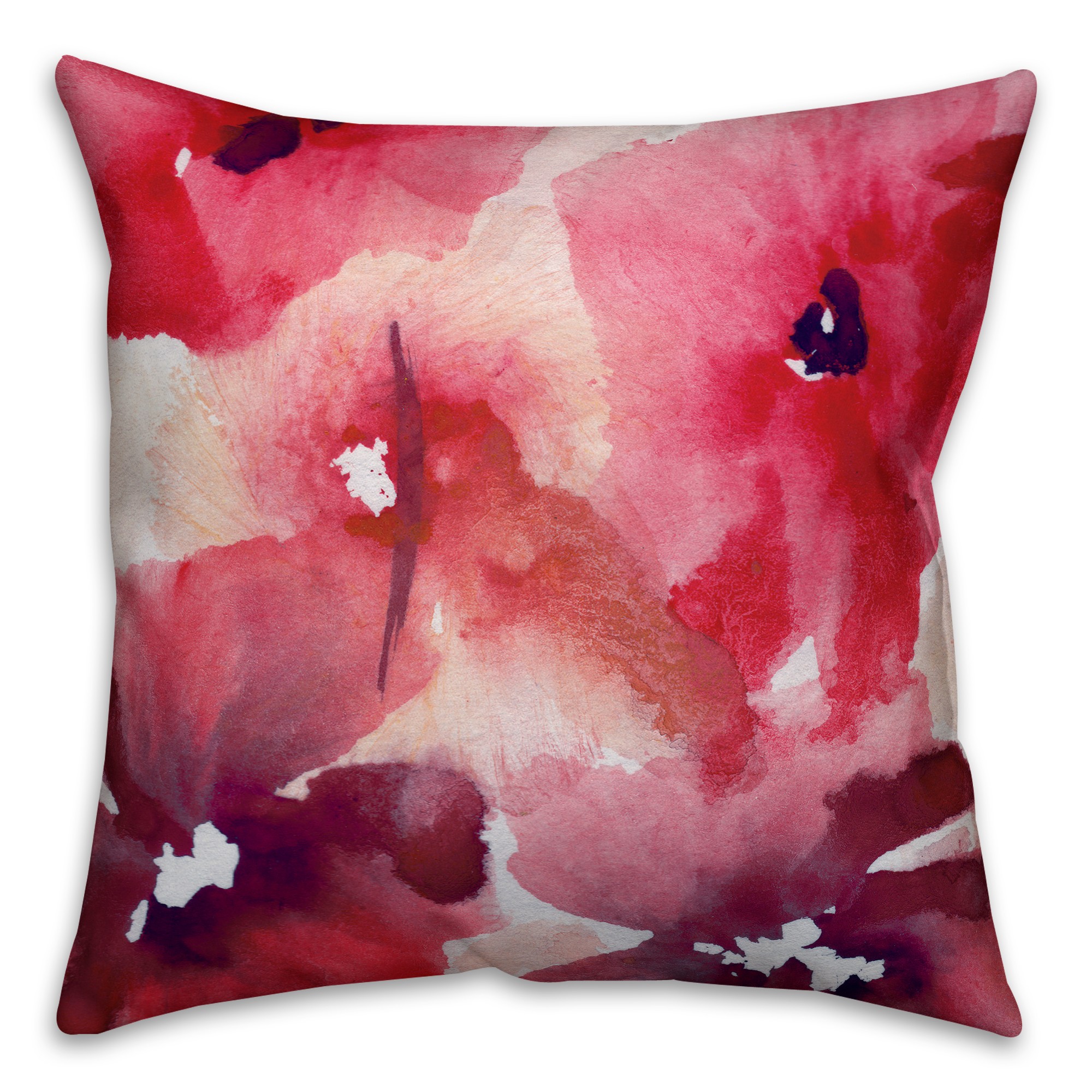 Pink Watercolor Floral 18x18 Faux Suede Pillow