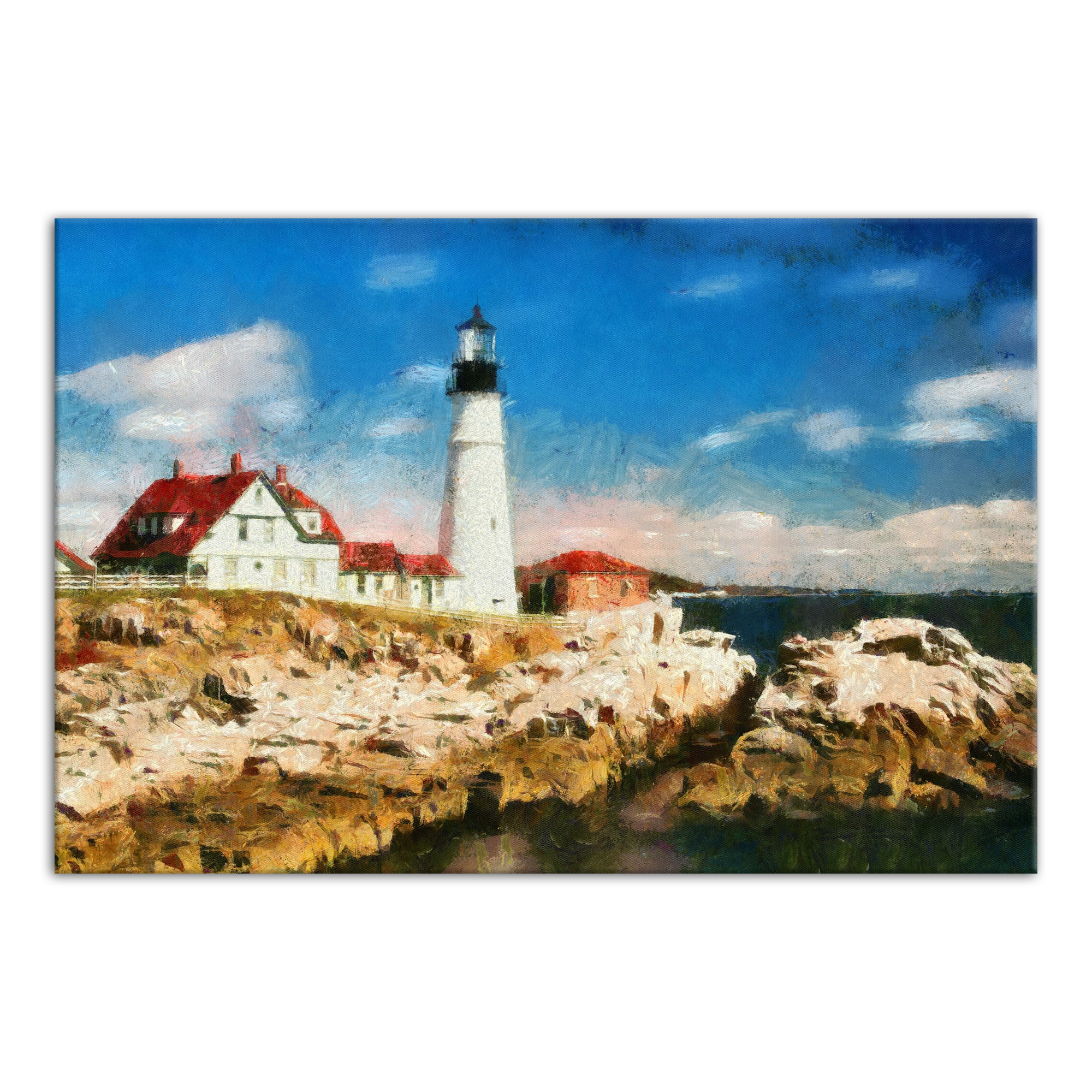 Lighthouse on Rocky Coast 36x24 Canvas