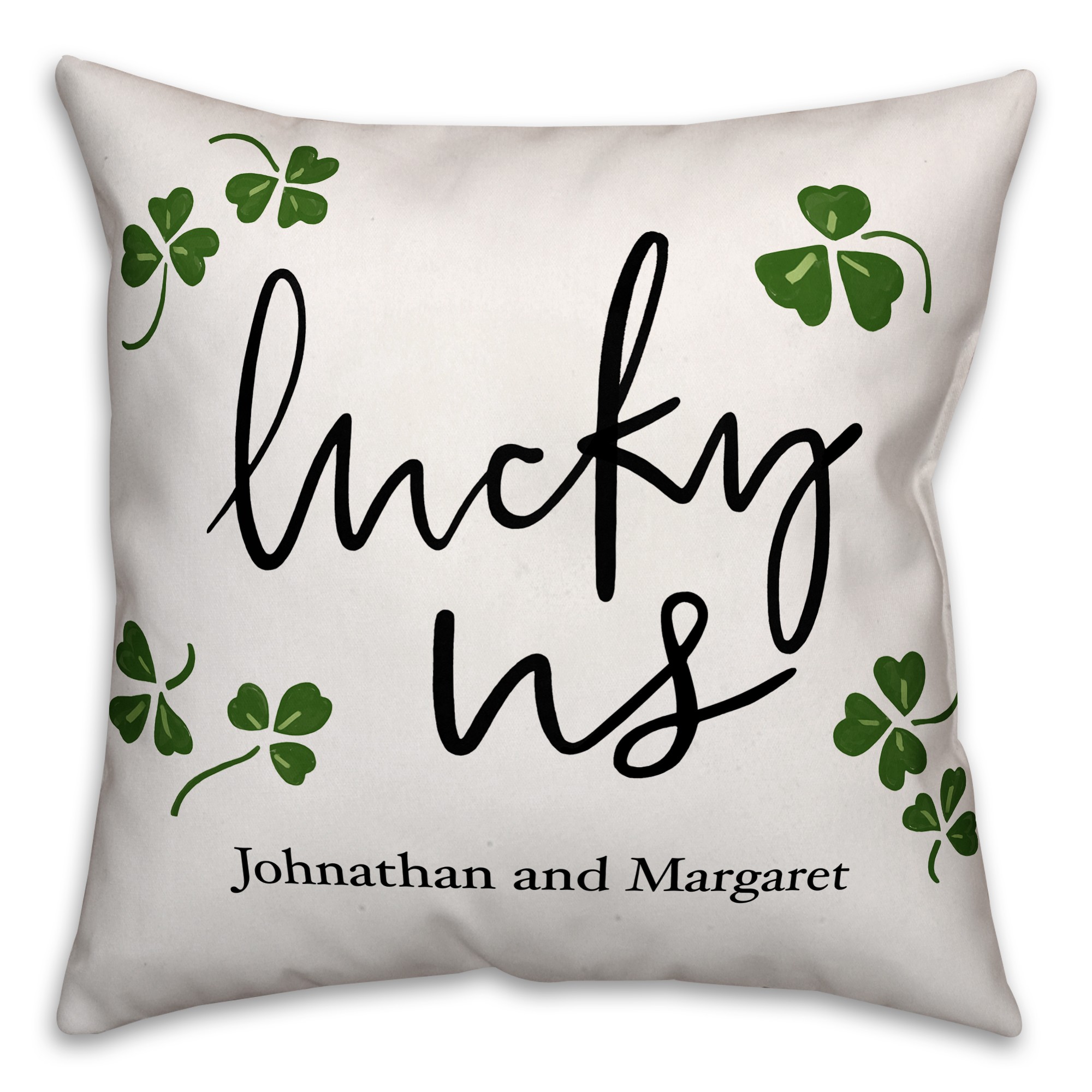 Lucky Us 18x18 Personalized Throw Pillow