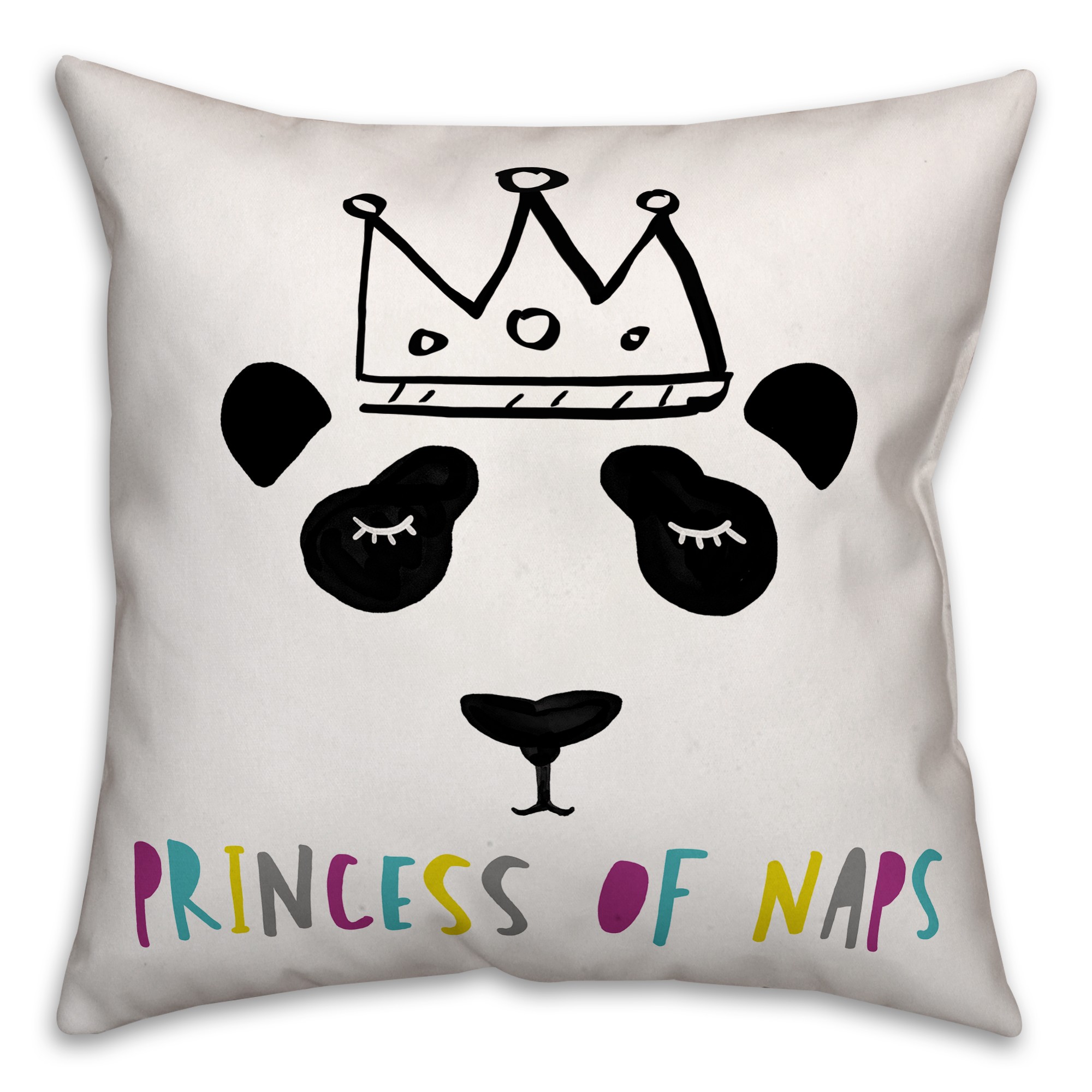 Panda Princess Naps 16x16 Throw Pillow