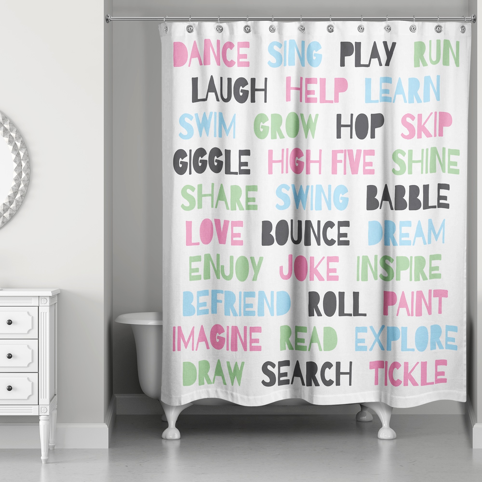 Verb Fun 71x74 Shower Curtain