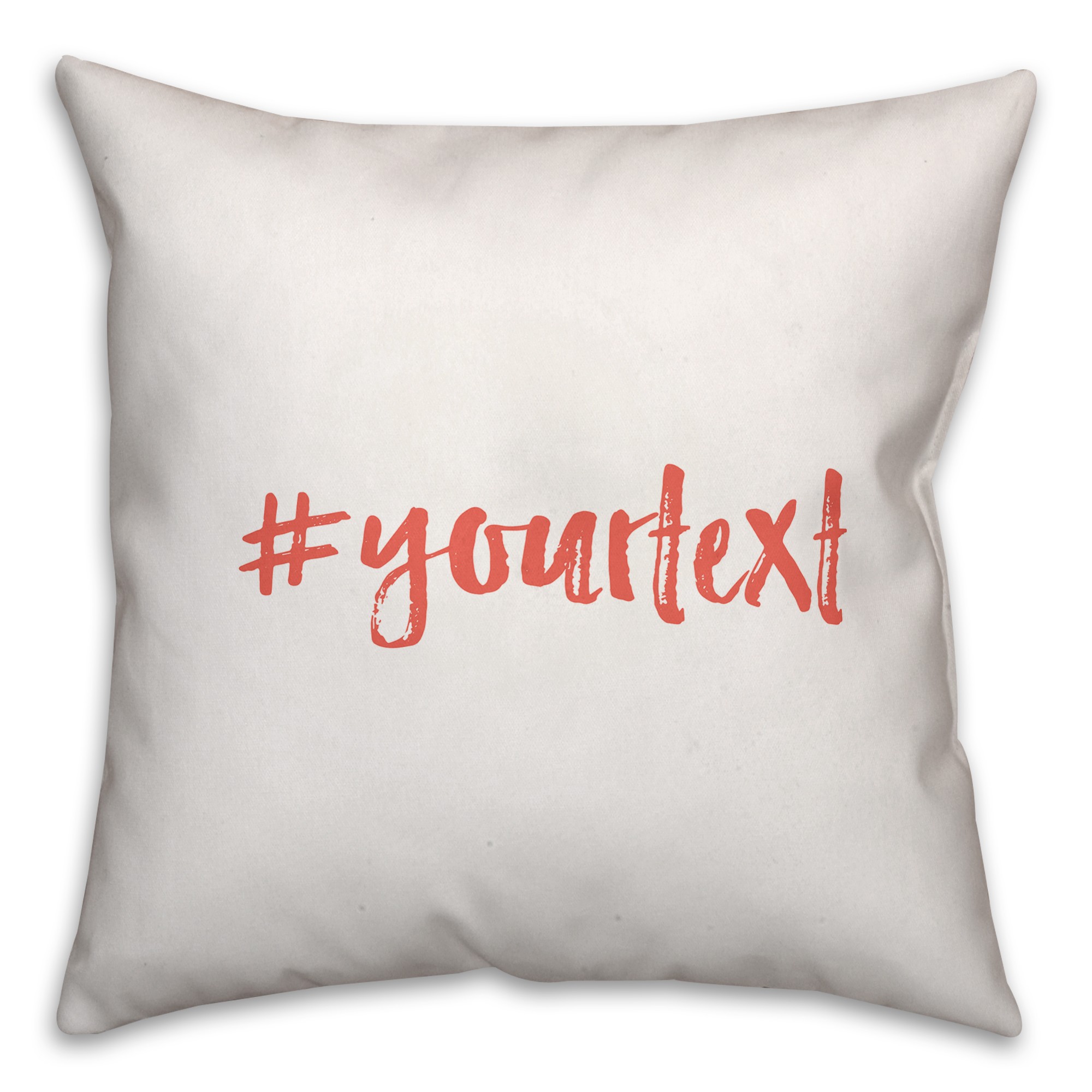 Coral Brush Tip Hashtag 18x18 Personalized Throw Pillow