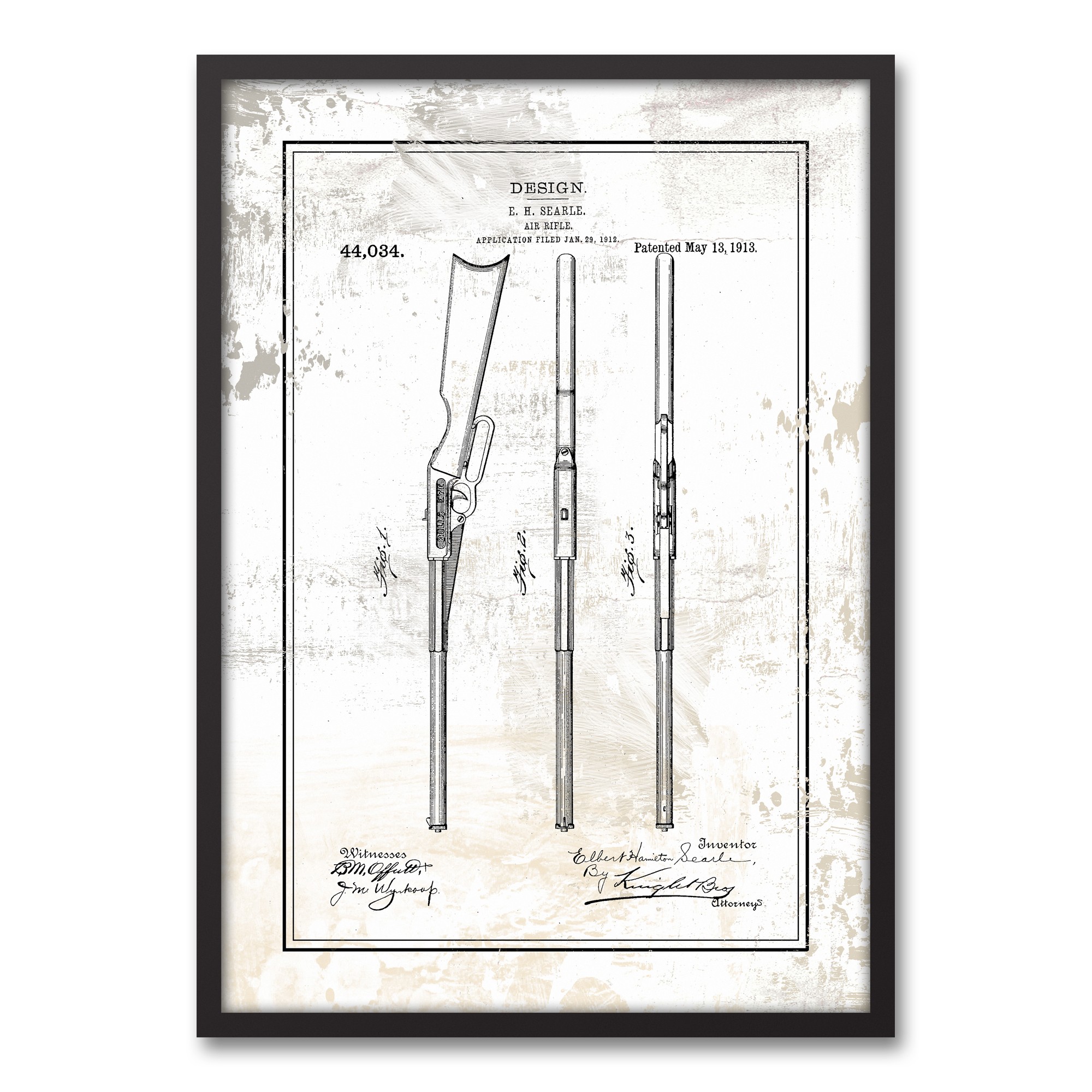 Hunting Guns Study 20x30 Black Framed Canvas