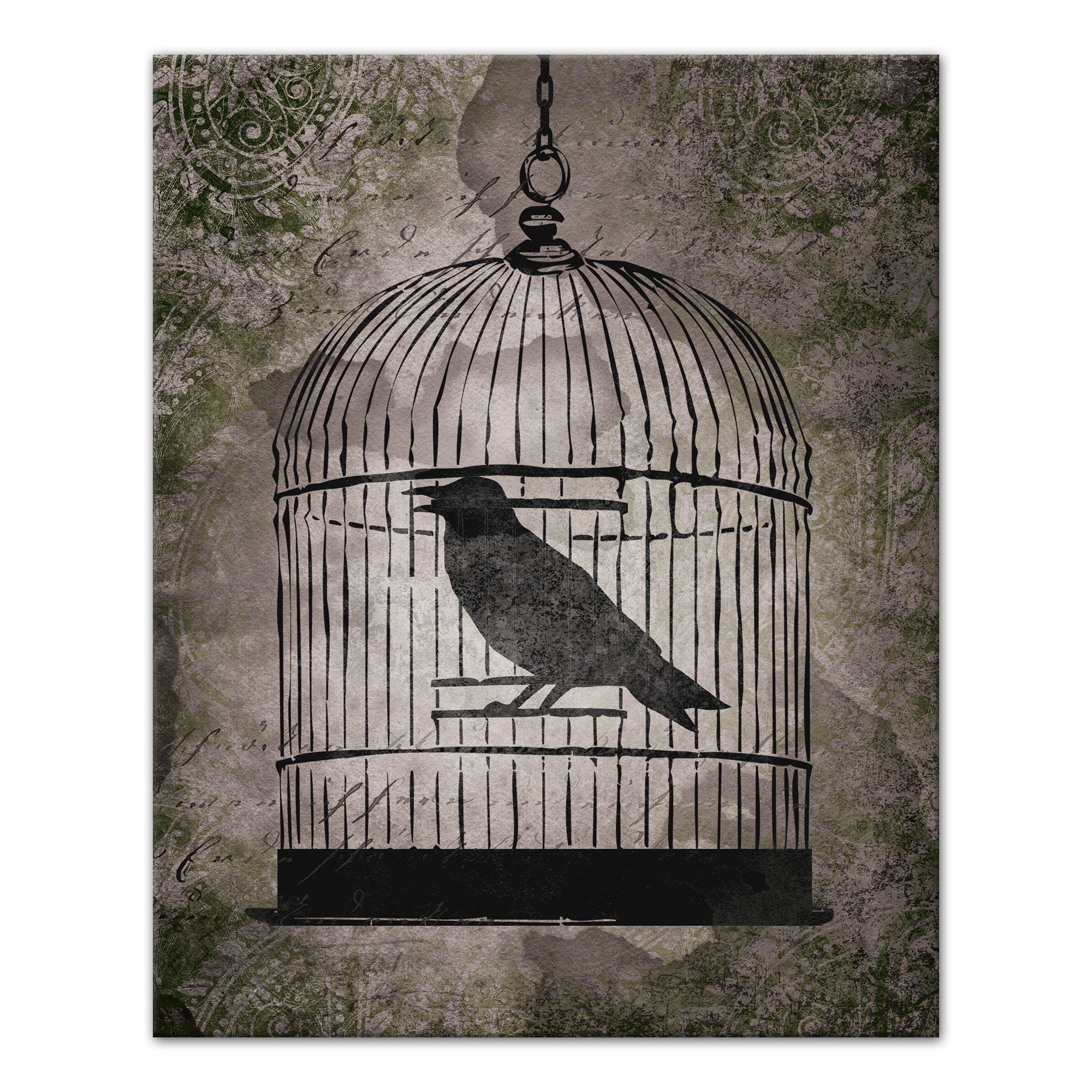 Spooky Bird Cage 16x20 Canvas Wall Art