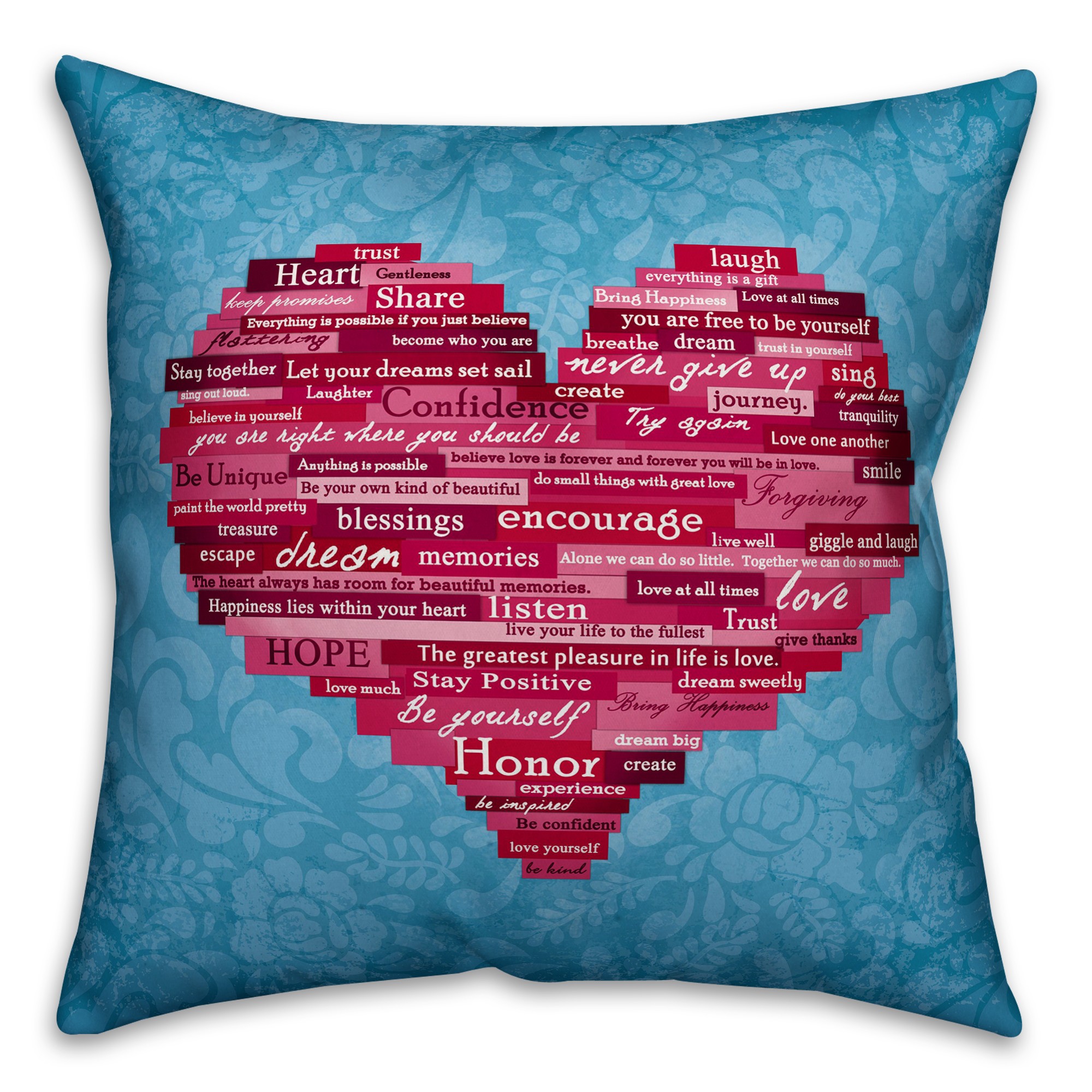 Word Heart Throw Pillow