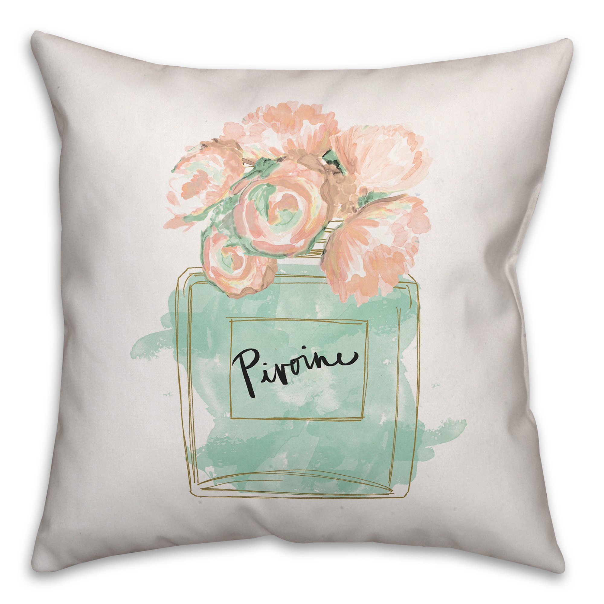 Glam Perfume Bottle 18x18 Throw Pillow