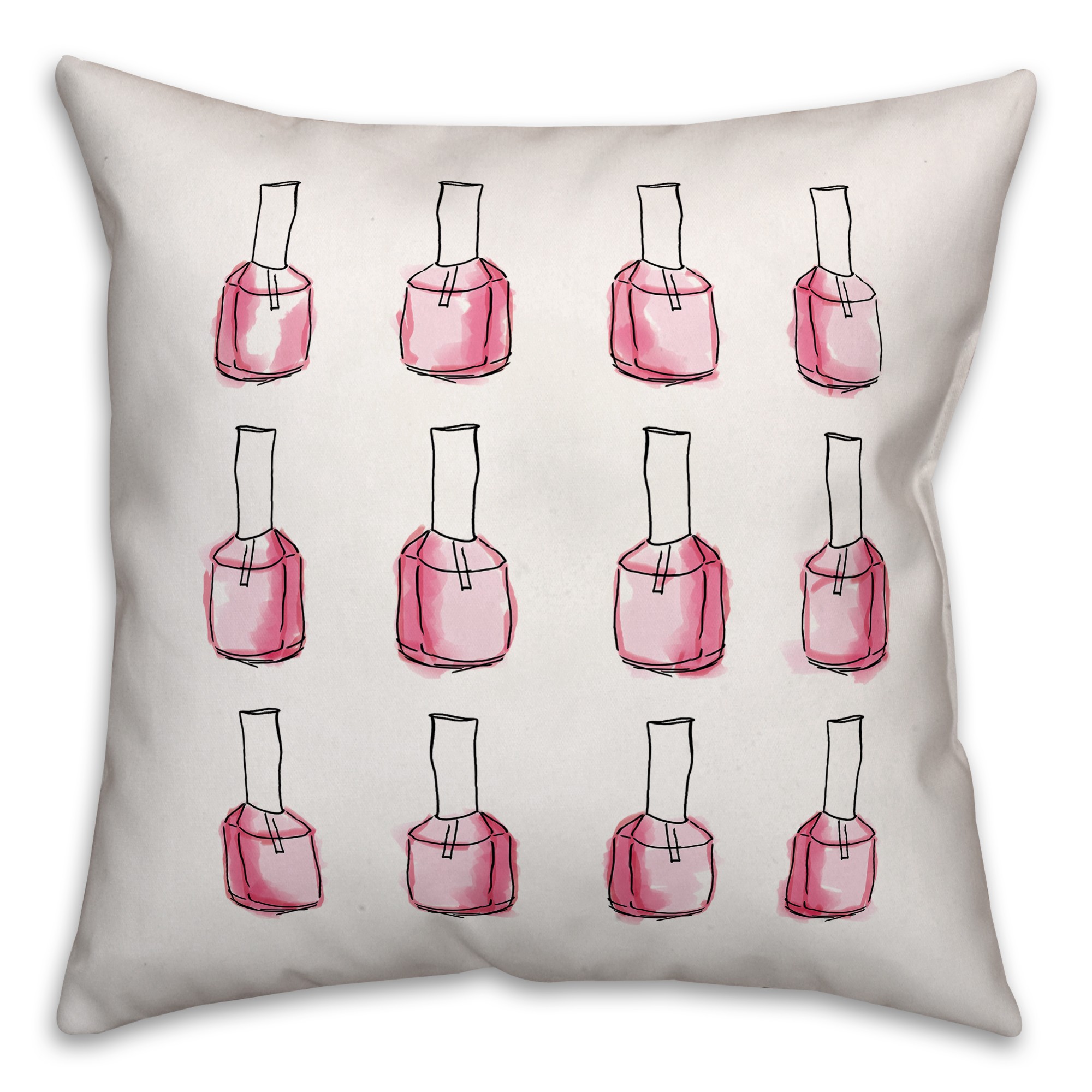 Glam Nail Polish 18x18 Throw Pillow