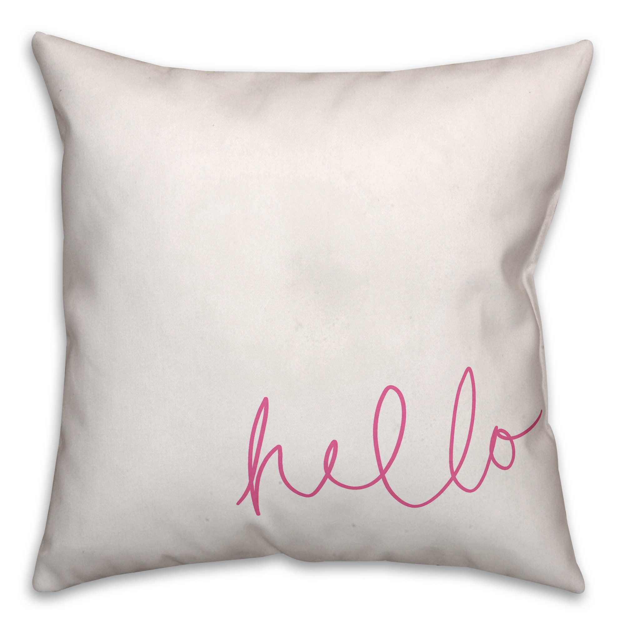 Pink Hello 18x18 Throw Pillow