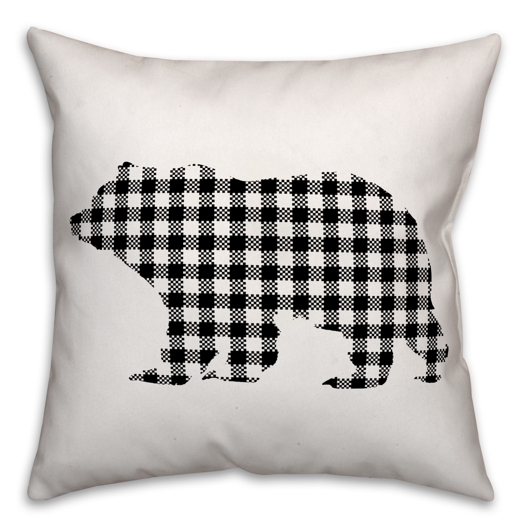 Buffalo Check Bear 18x18 Throw Pillow