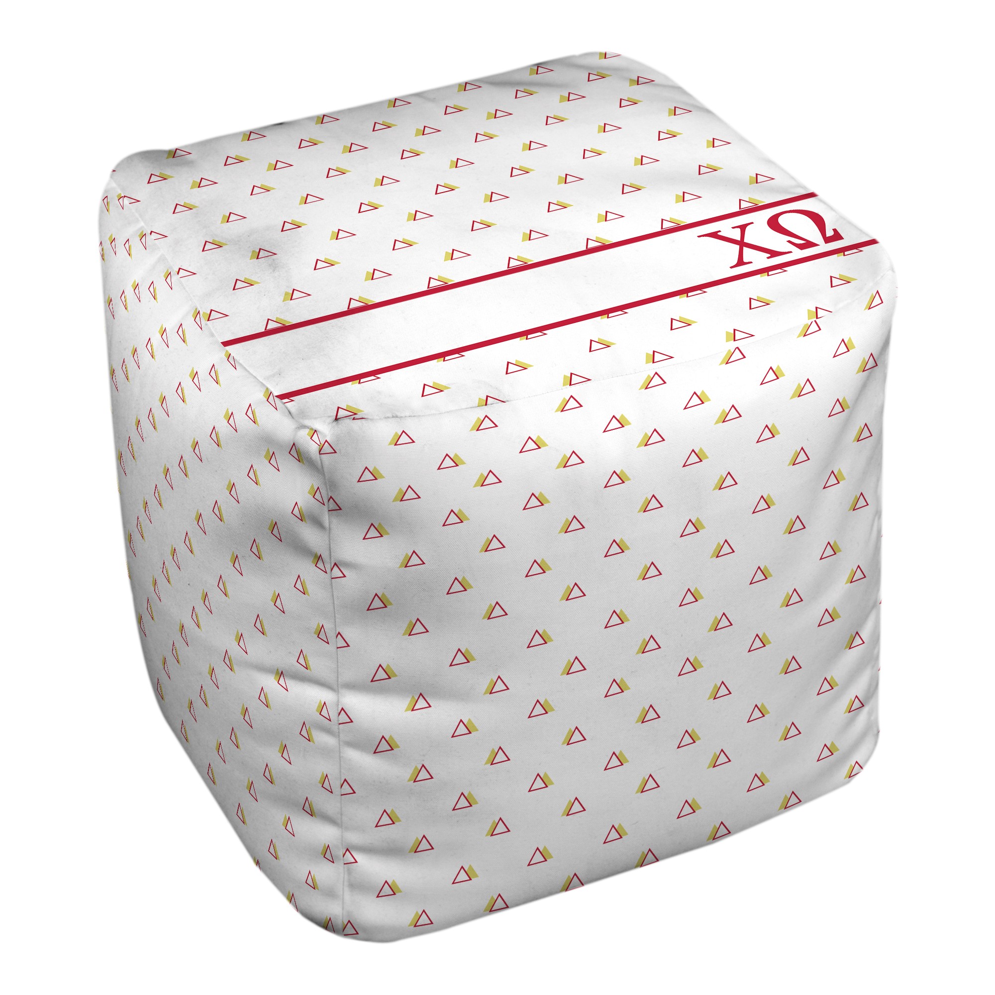 Chi Omega Triangle Pattern 18x18x18 Ottoman