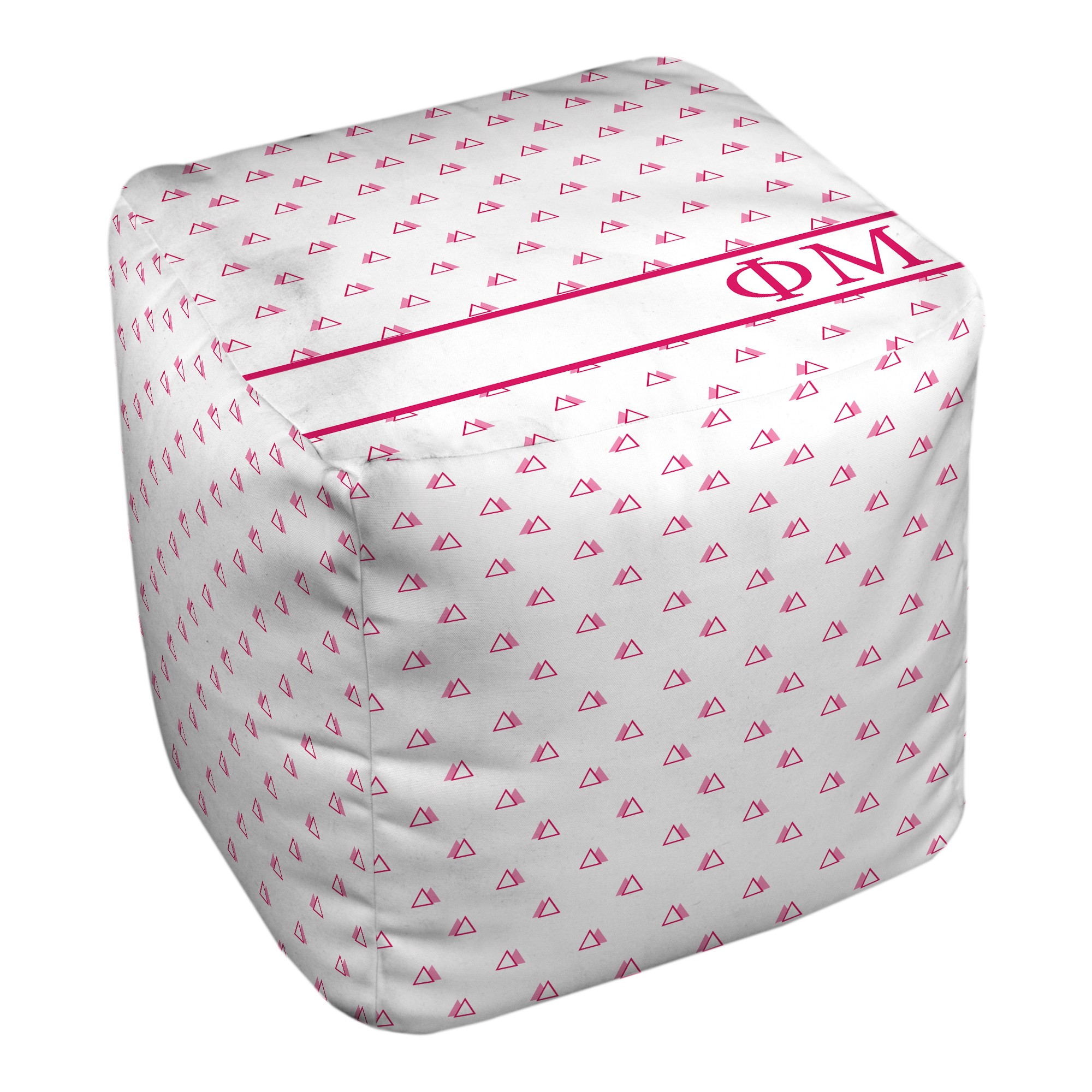 Phi Mu Triangle Pattern 18x18x18 Ottoman
