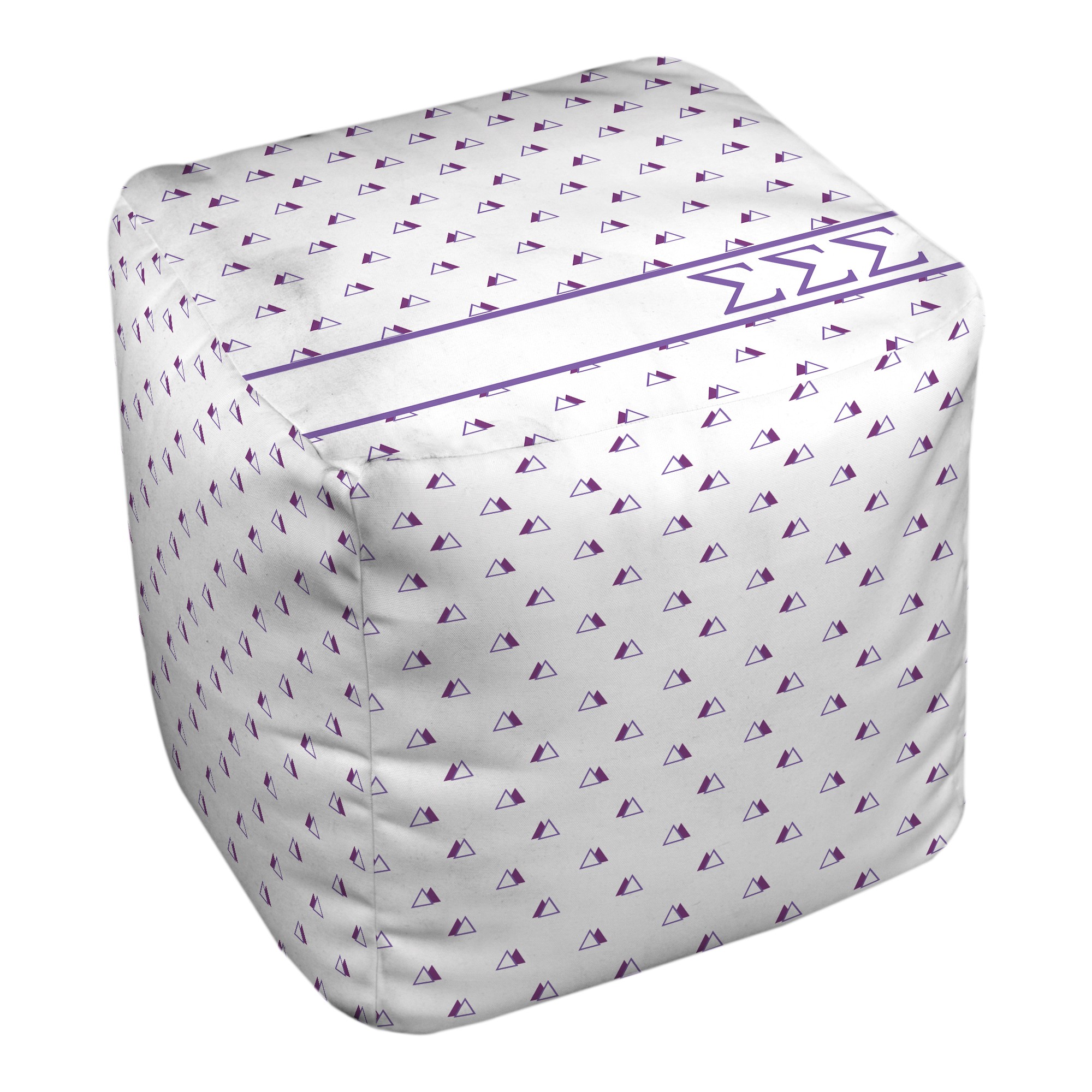 Sigma Sigma Sigma Triangle Pattern 18x18x18 Ottoman