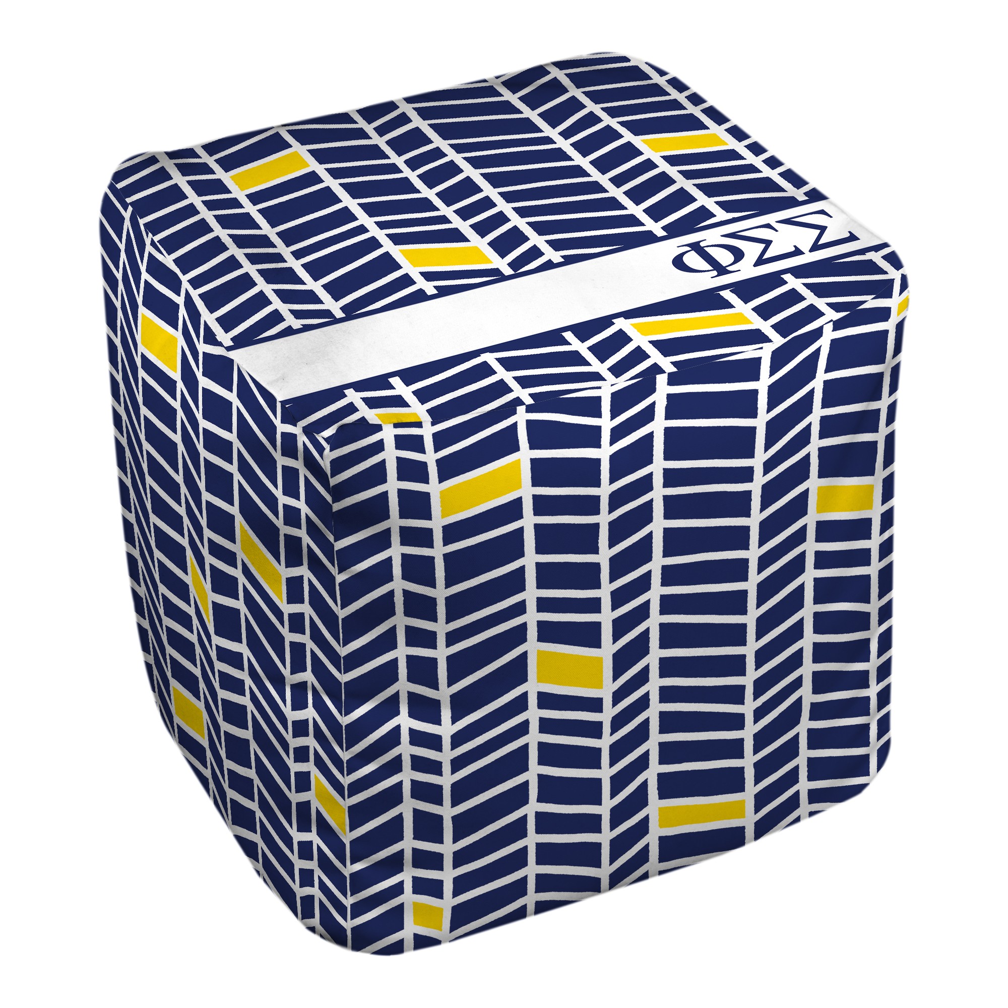 Phi Sigma Sigma Chevron Pattern 18x18x18 Ottoman