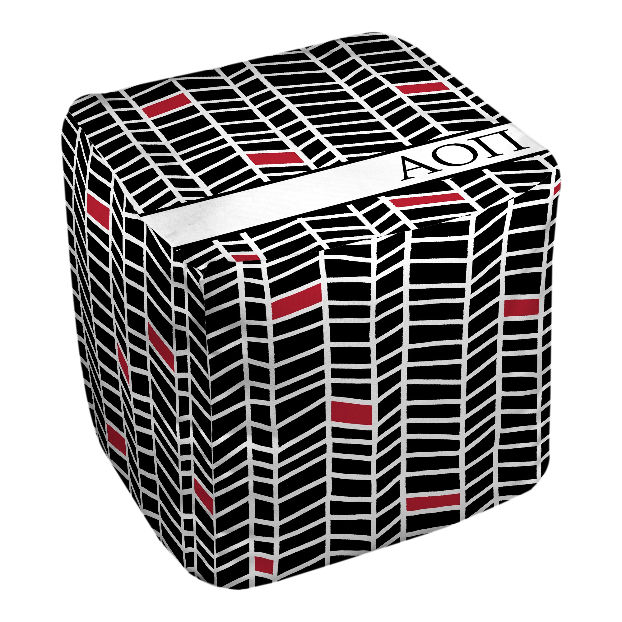 Alpha Omicron Pi Chevron Pattern 18x18x18 Ottoman