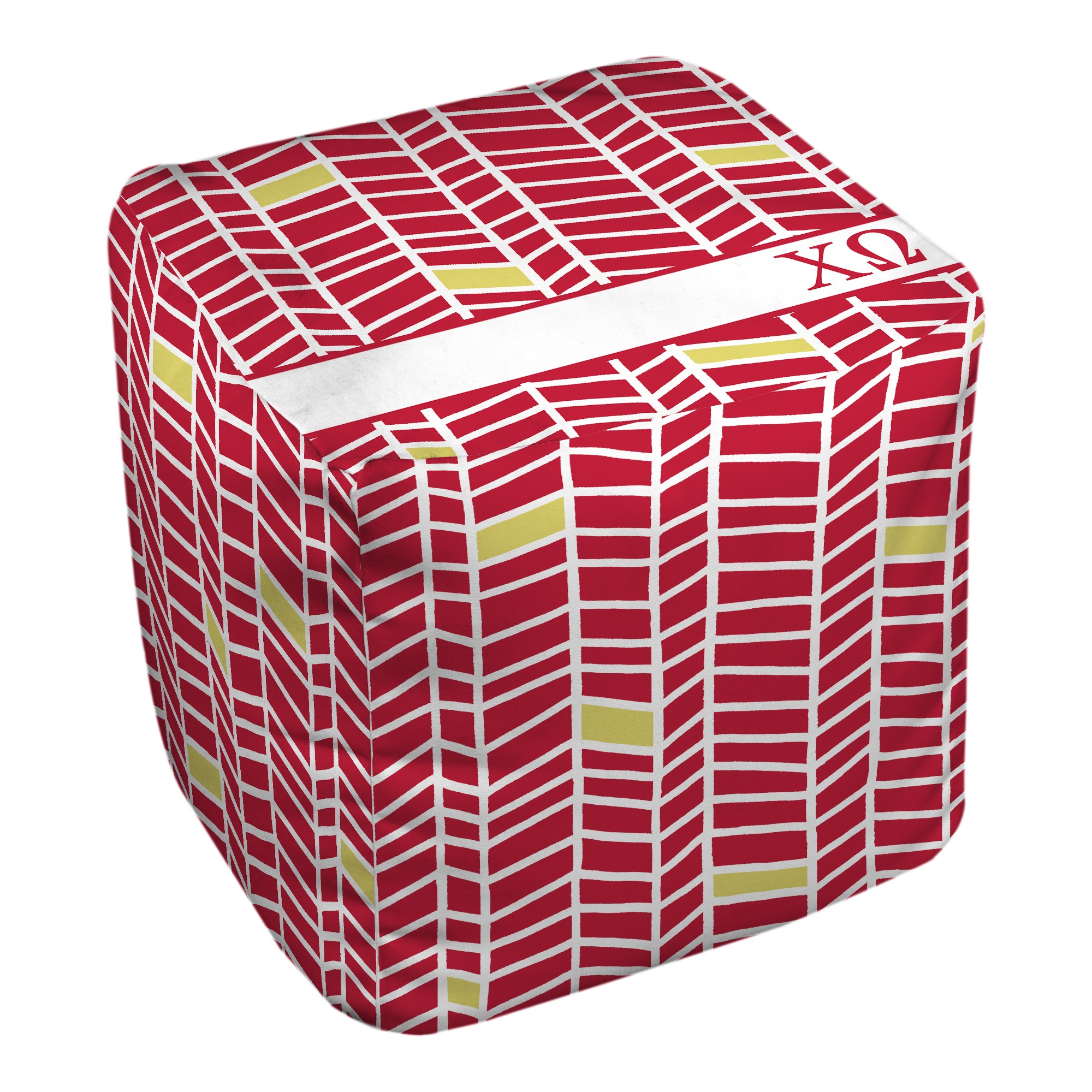 Chi Omega Chevron Pattern 18x18x18 Ottoman