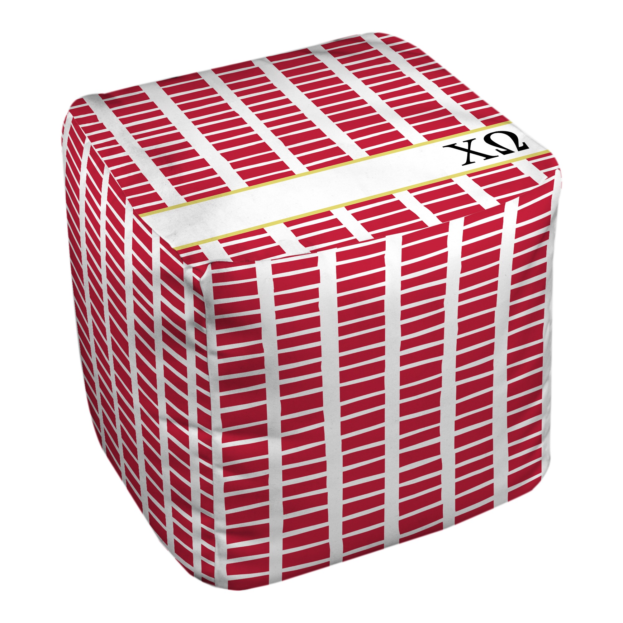 Chi Omega Square Pattern 18x18x18 Ottoman