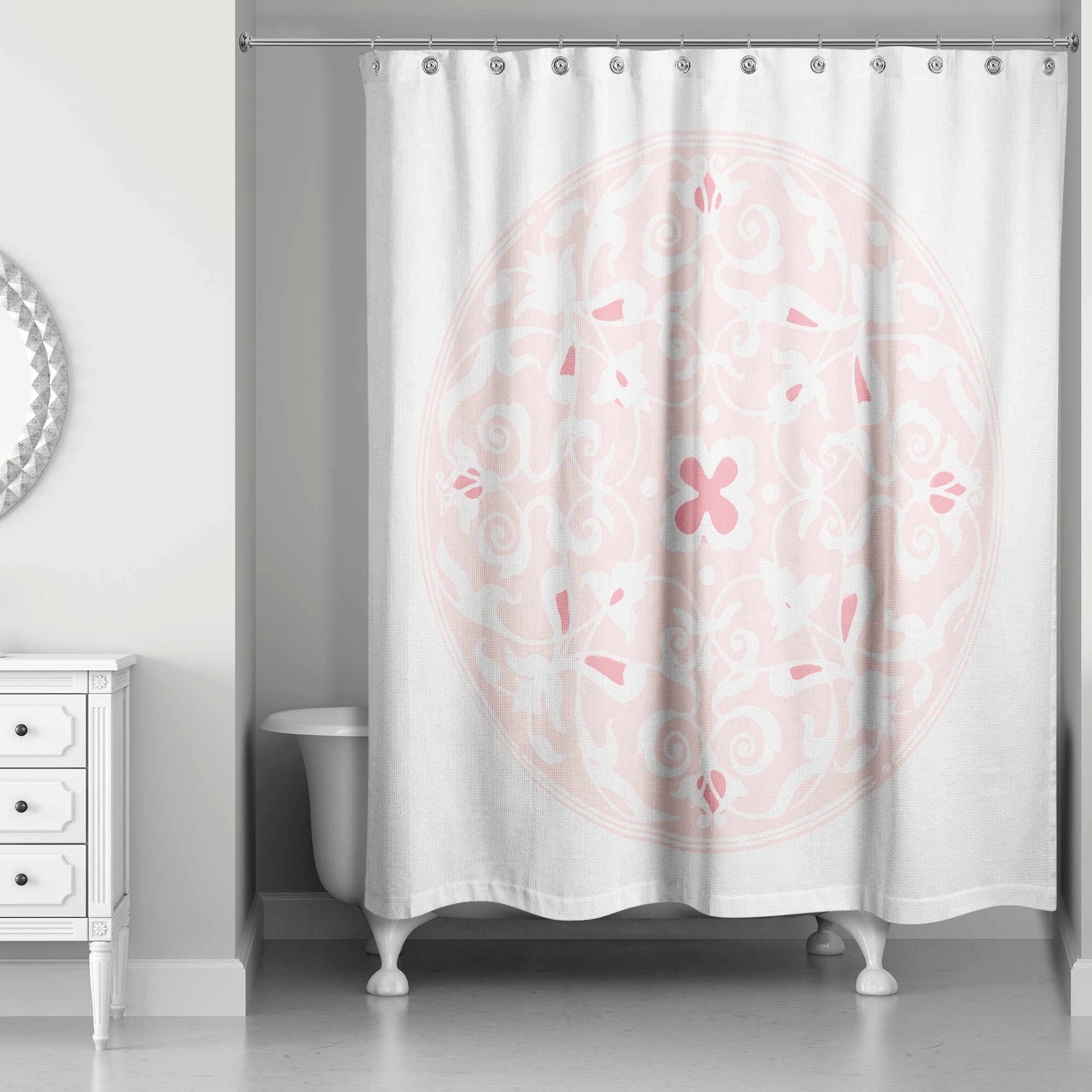 Pink Morrocan Circle 71x74 Shower Curtain