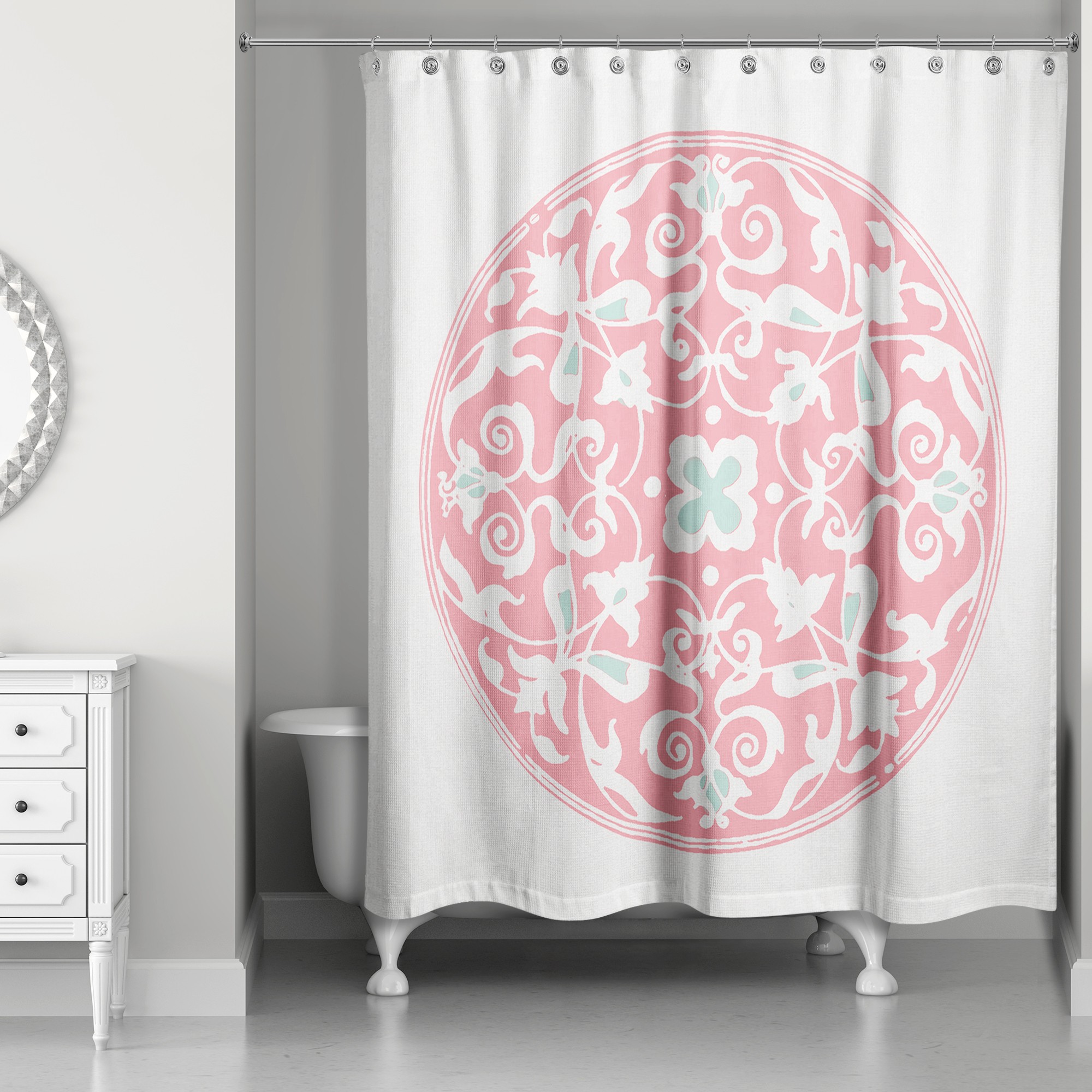 Coral Morrocan Circle 71x74 Shower Curtain