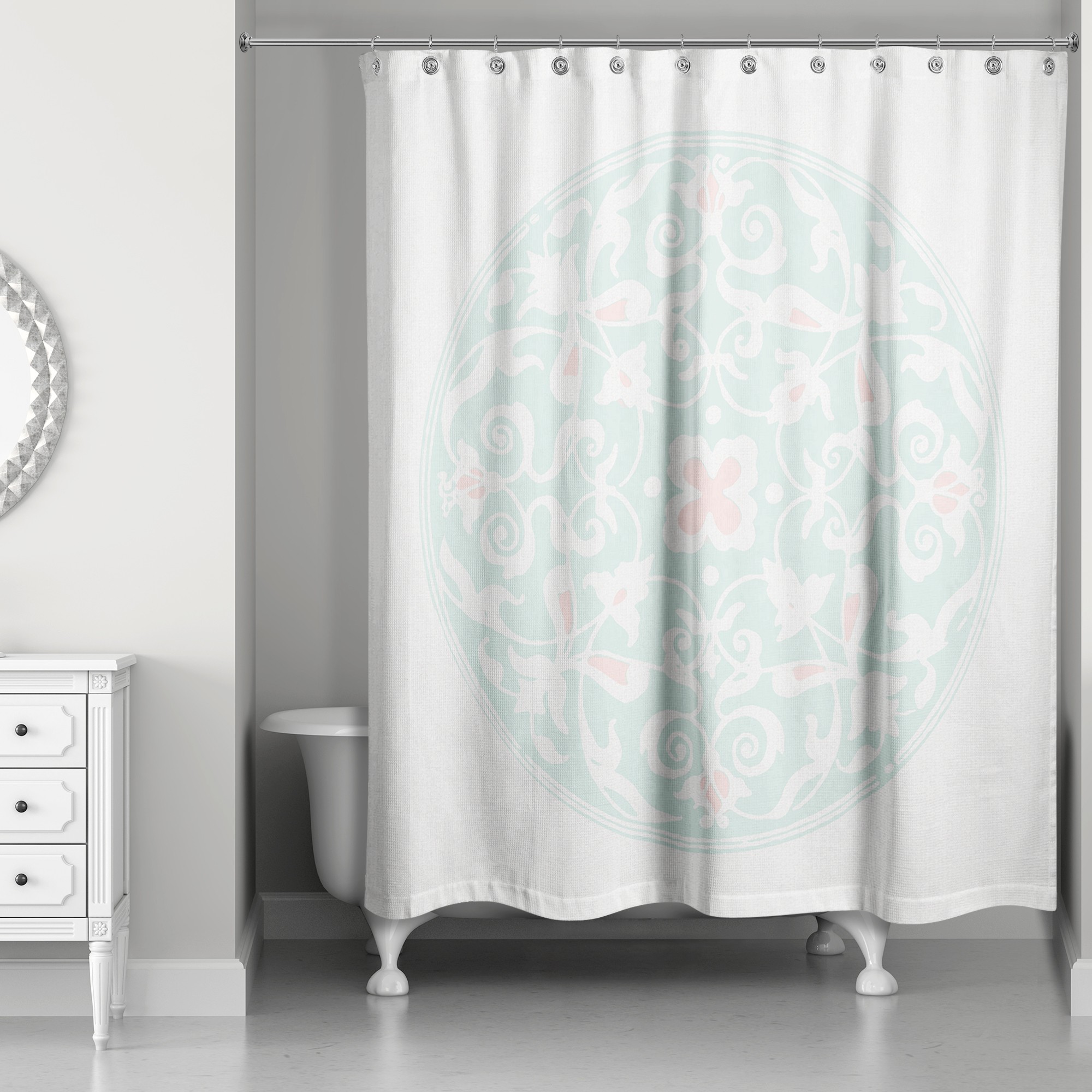 Teal Morrocan Circle 71x74 Shower Curtain
