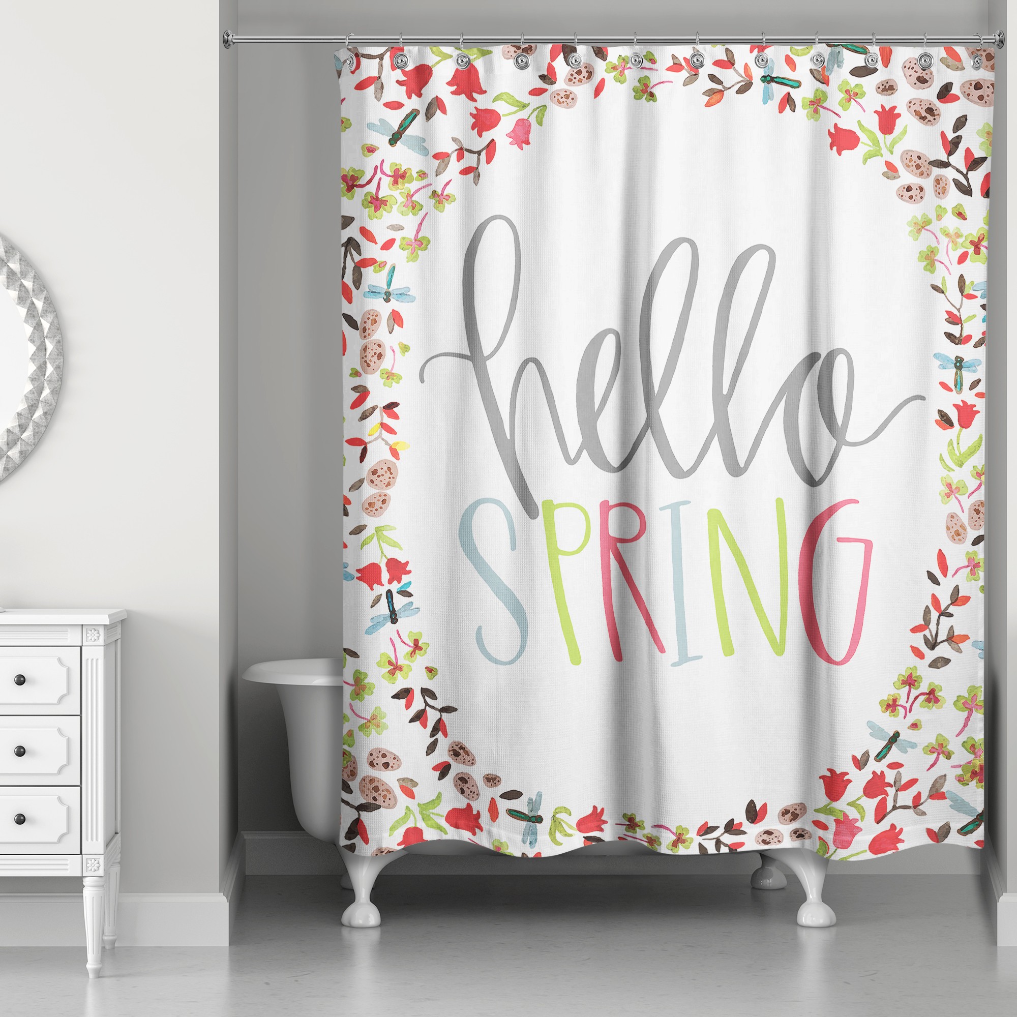 Hello Spring 71x74 Shower Curtain