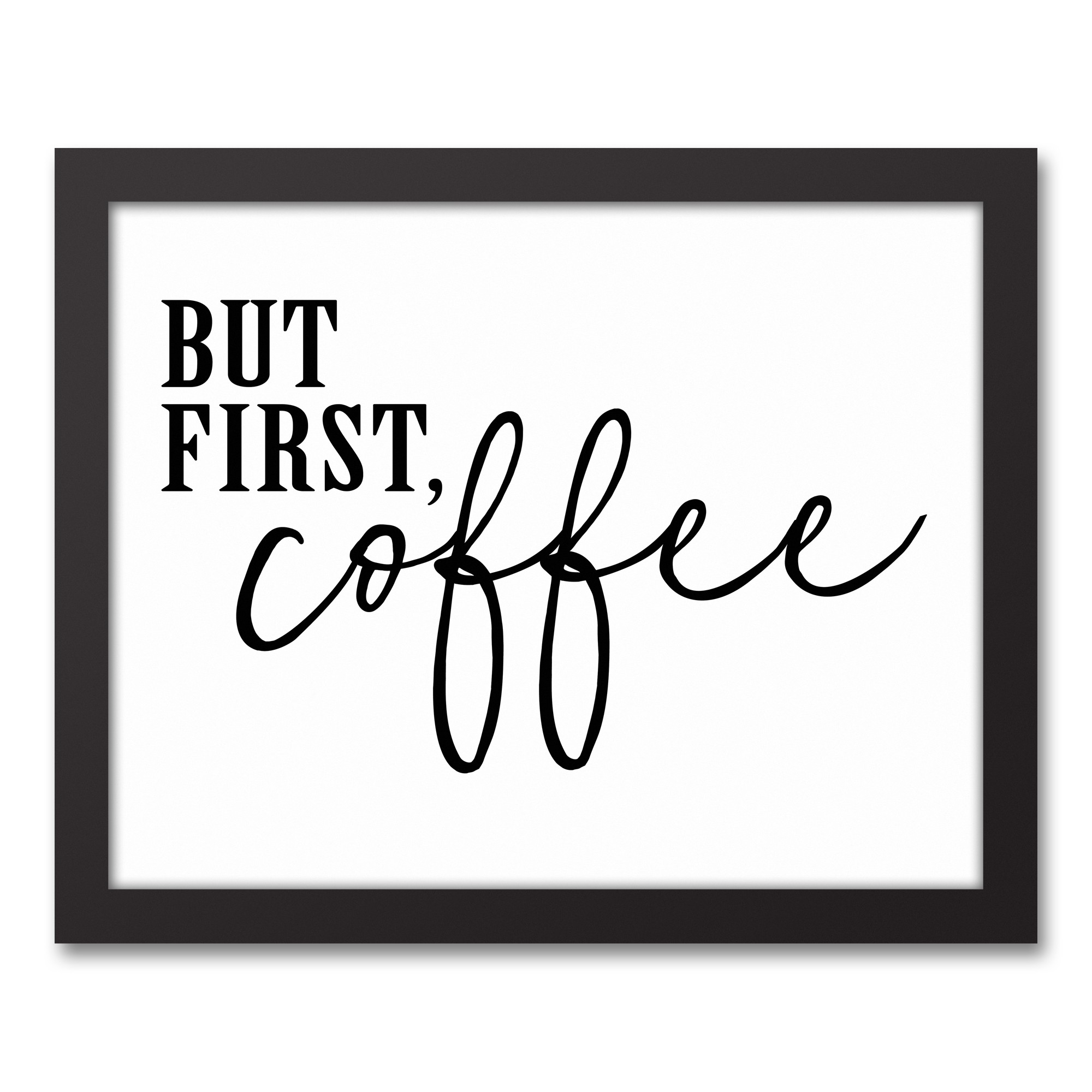 But First, Coffee 14x11 Black Framed Canvas