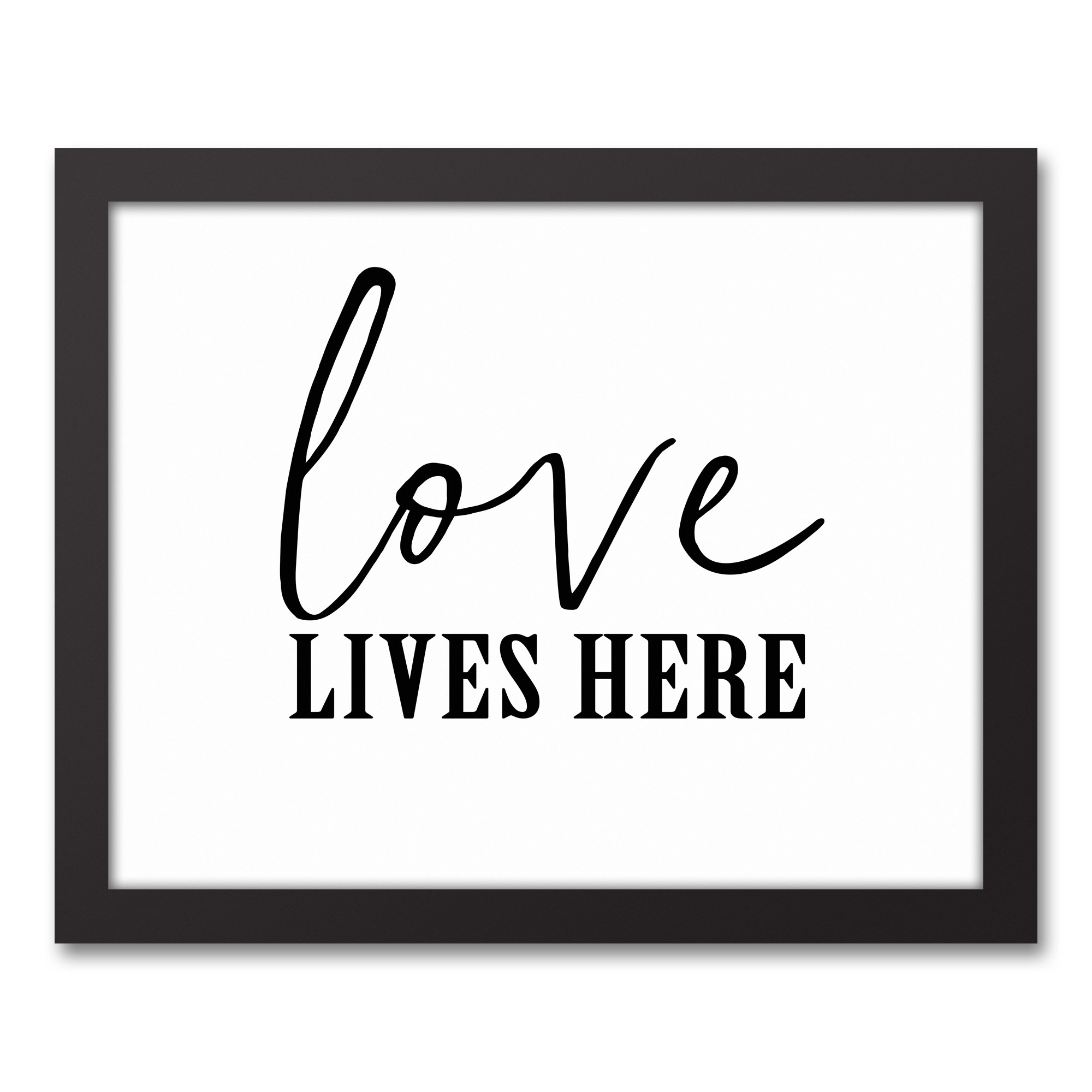 Love Lives Here 14x11 Black Framed Canvas
