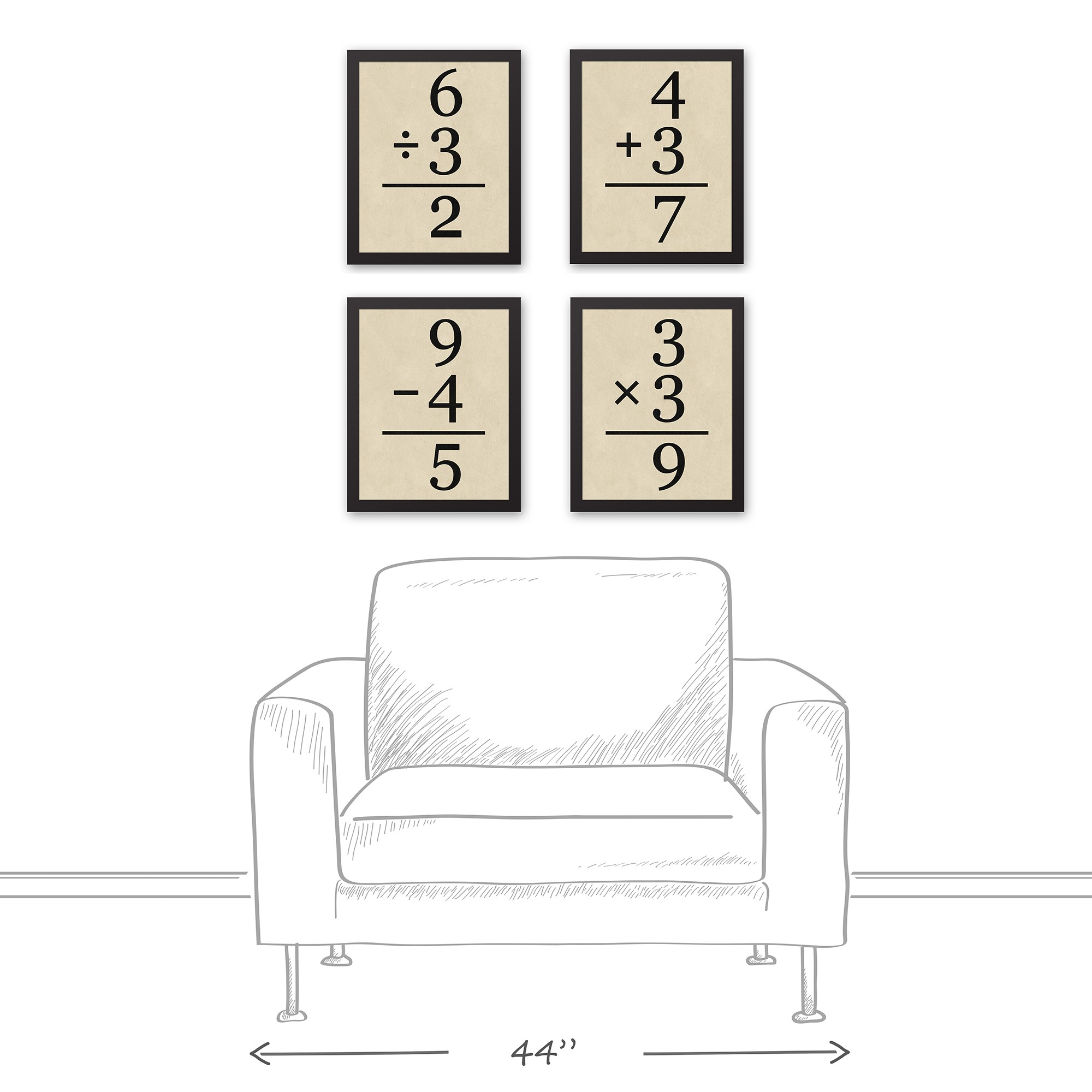 Vintage Equations 11x14 Black Framed Canvas Set