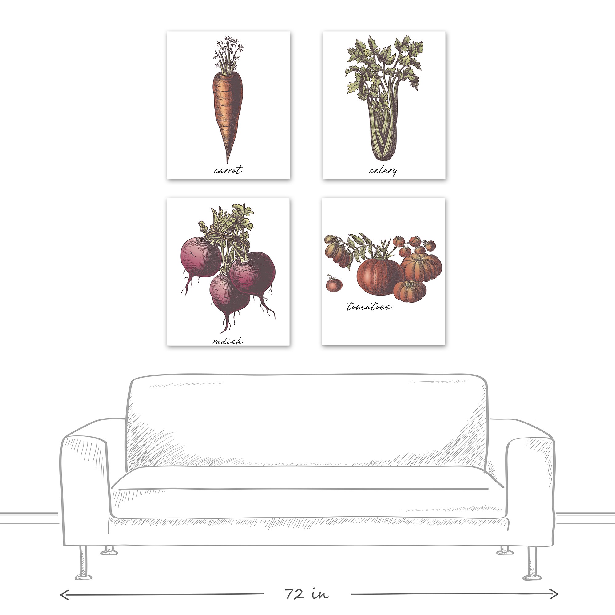 Vegetable Study 20x24 Canvas Set