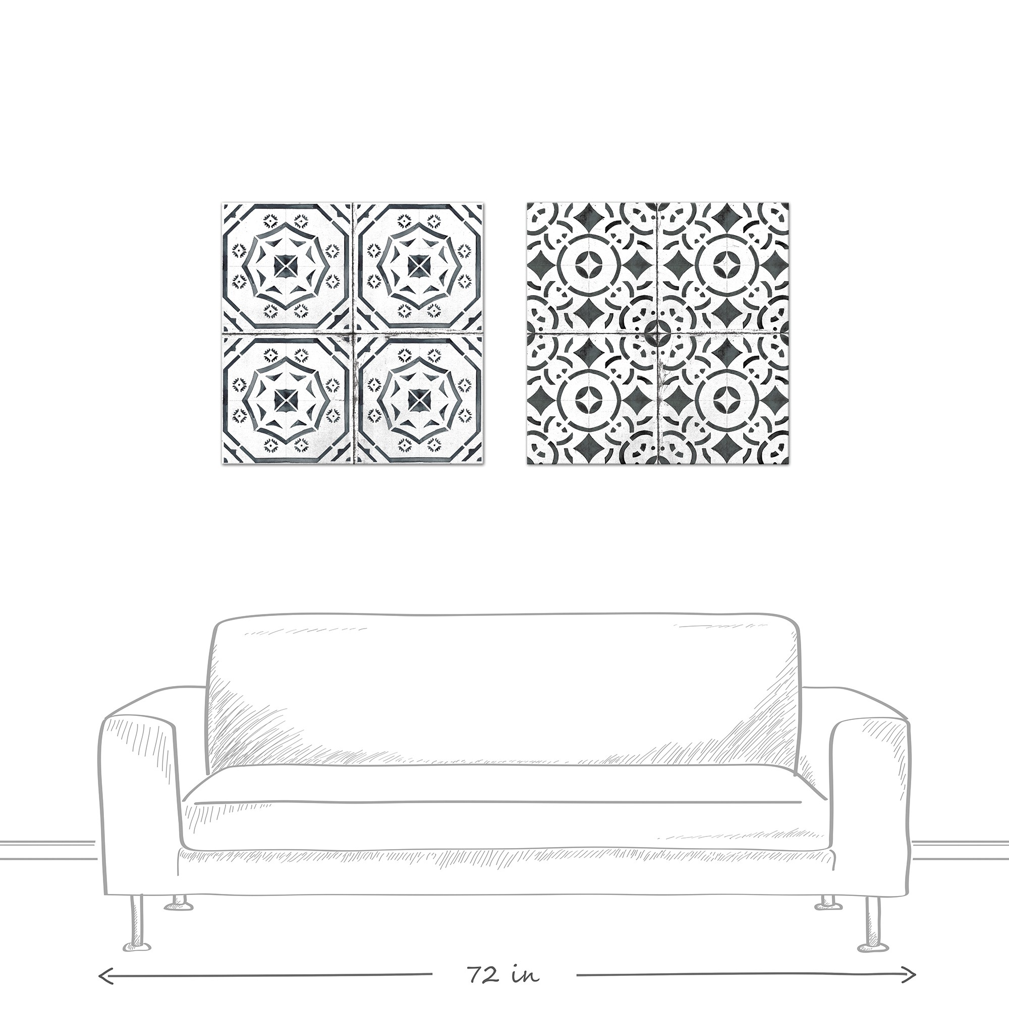 Geometric Tile 36x36 Canvas Set