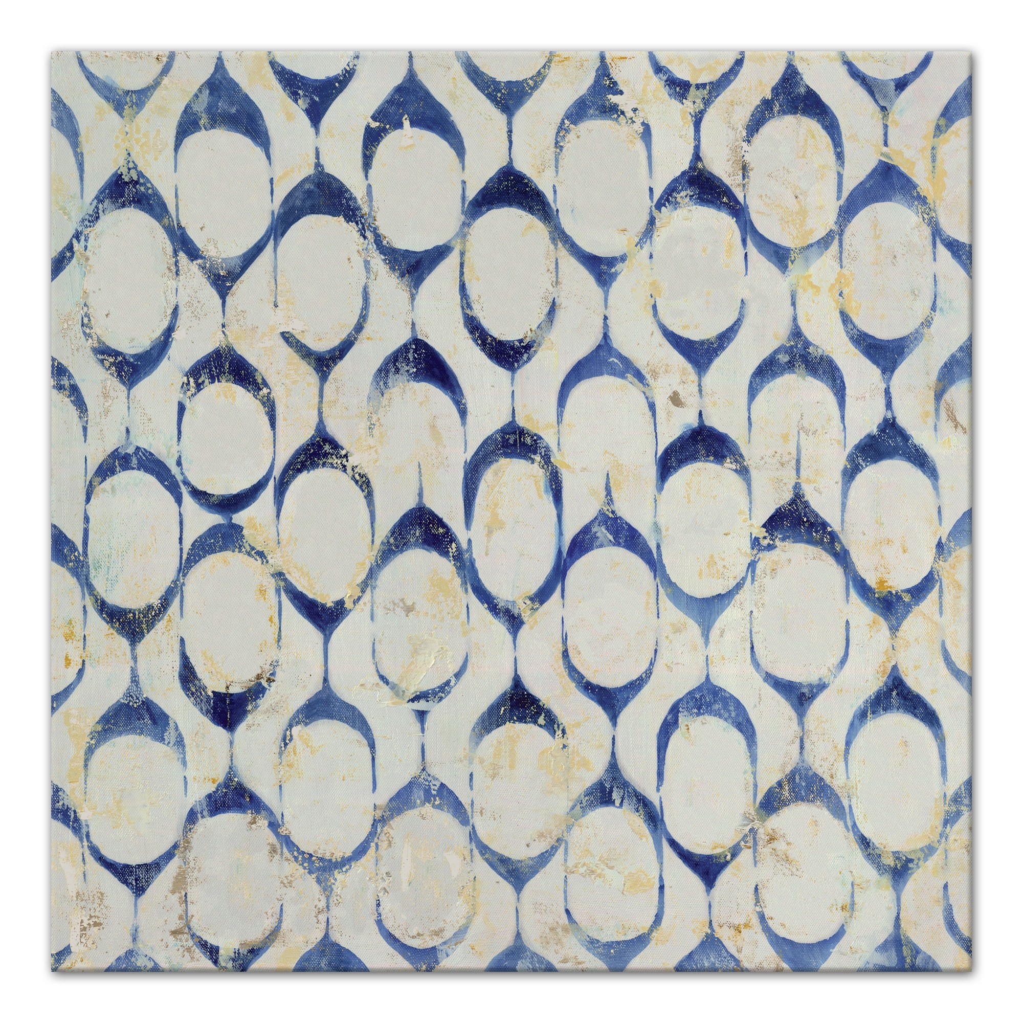 Distressed Blue Circle Pattern 36x36 Canvas