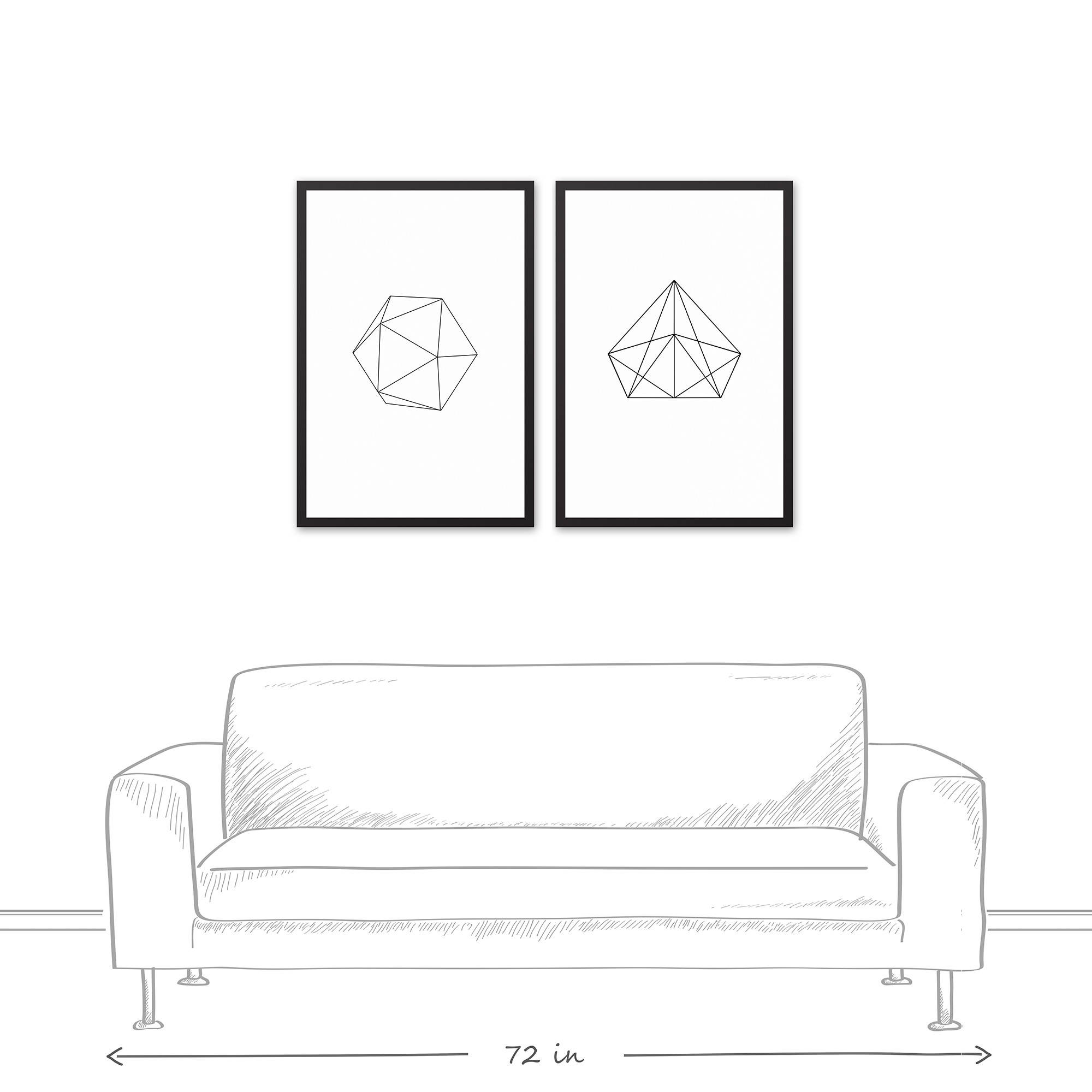 Minimalist Geo 20x30 Black Framed Canvas Set