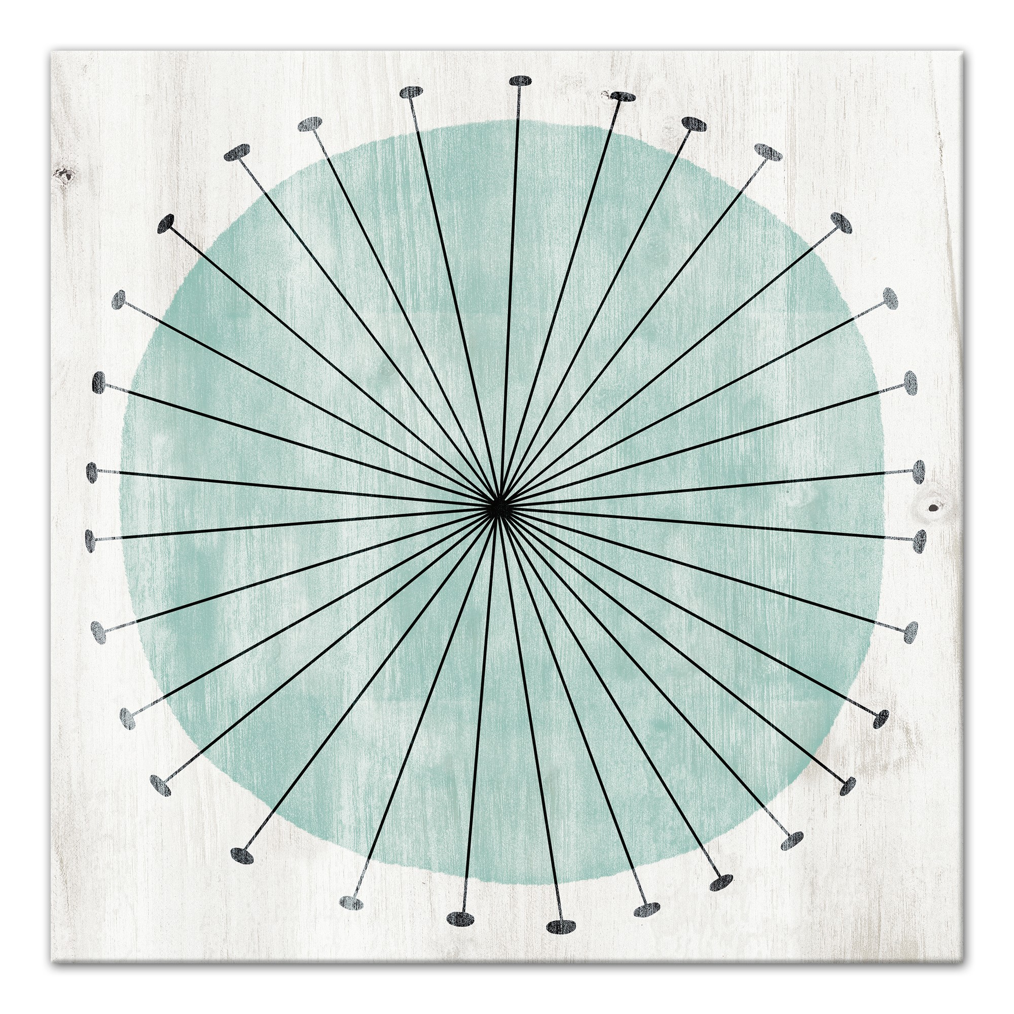 Teal and Black Mod Circle 20x20 Canvas