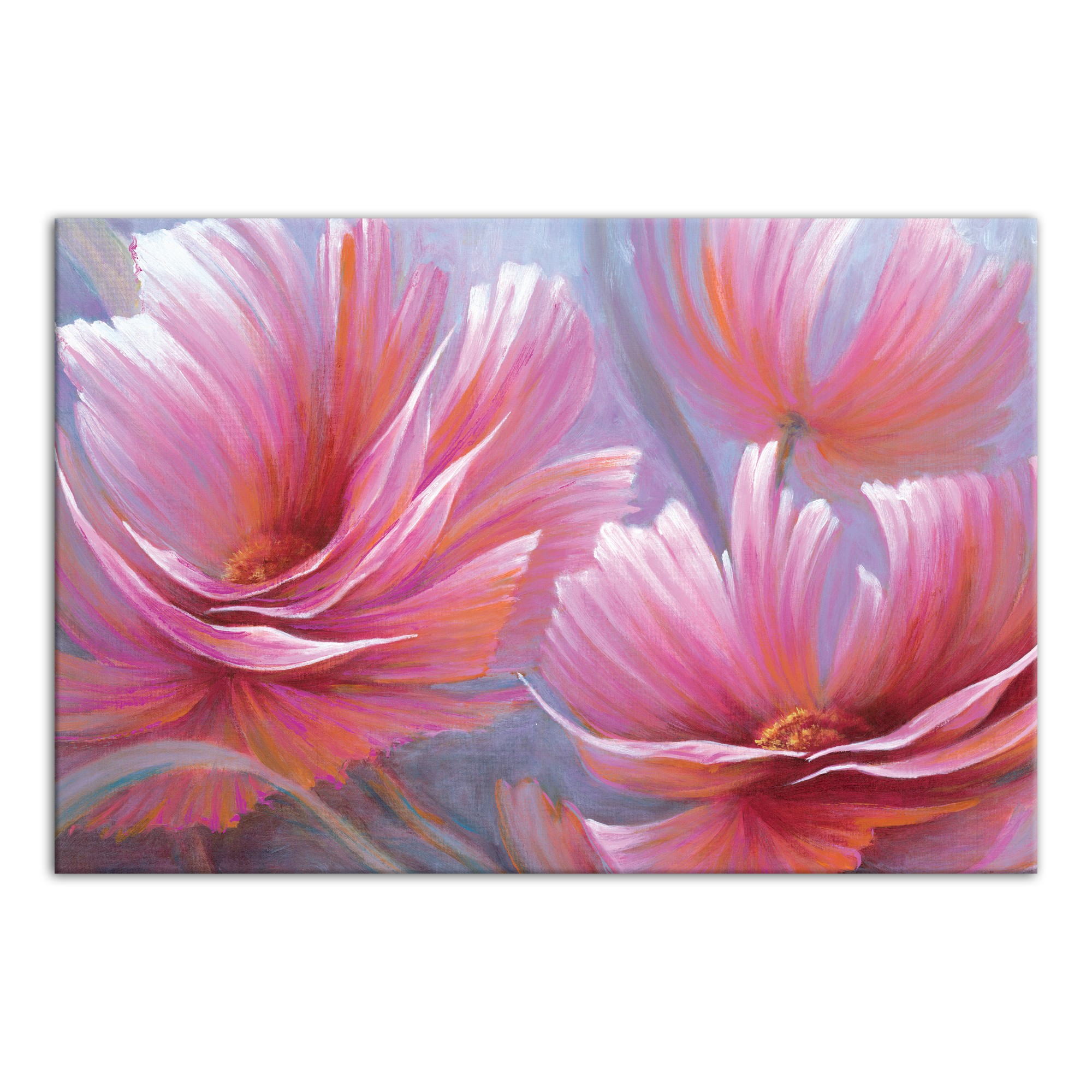 Painterly Pink Blooms 48x32 Canvas