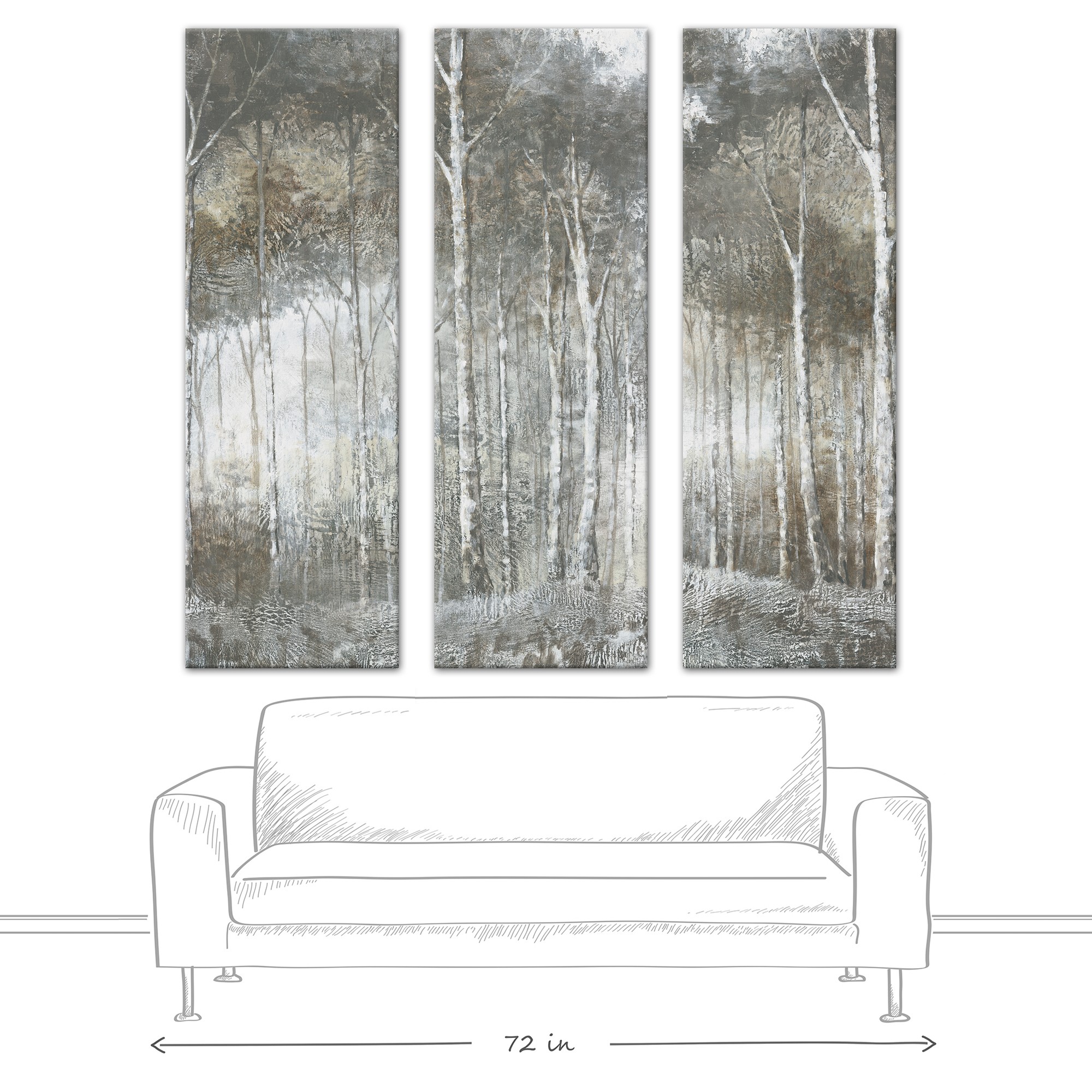 Calm Forest 20x60 Canvas Triptych Set