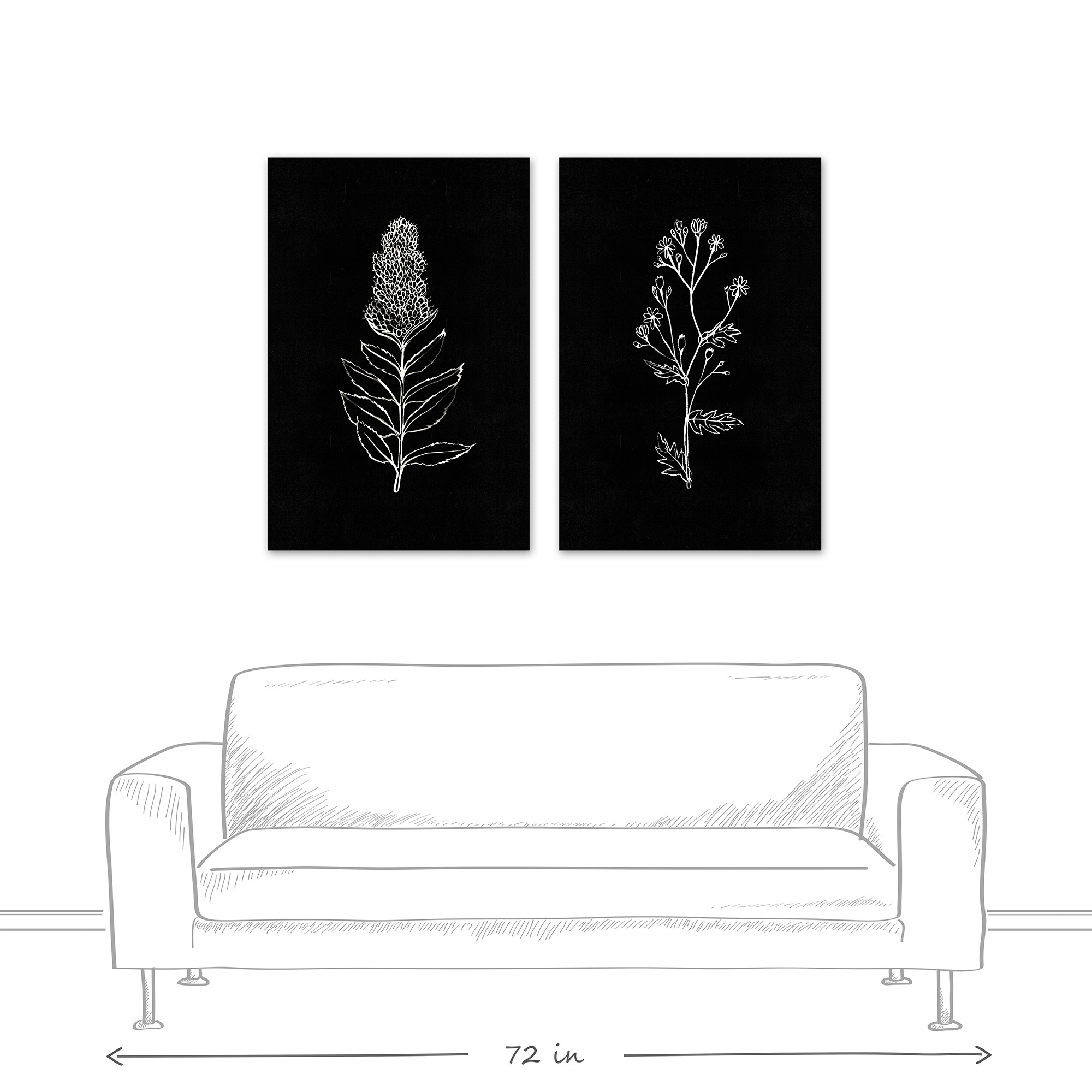 Chalkboard Botanical 24x36 Canvas Set