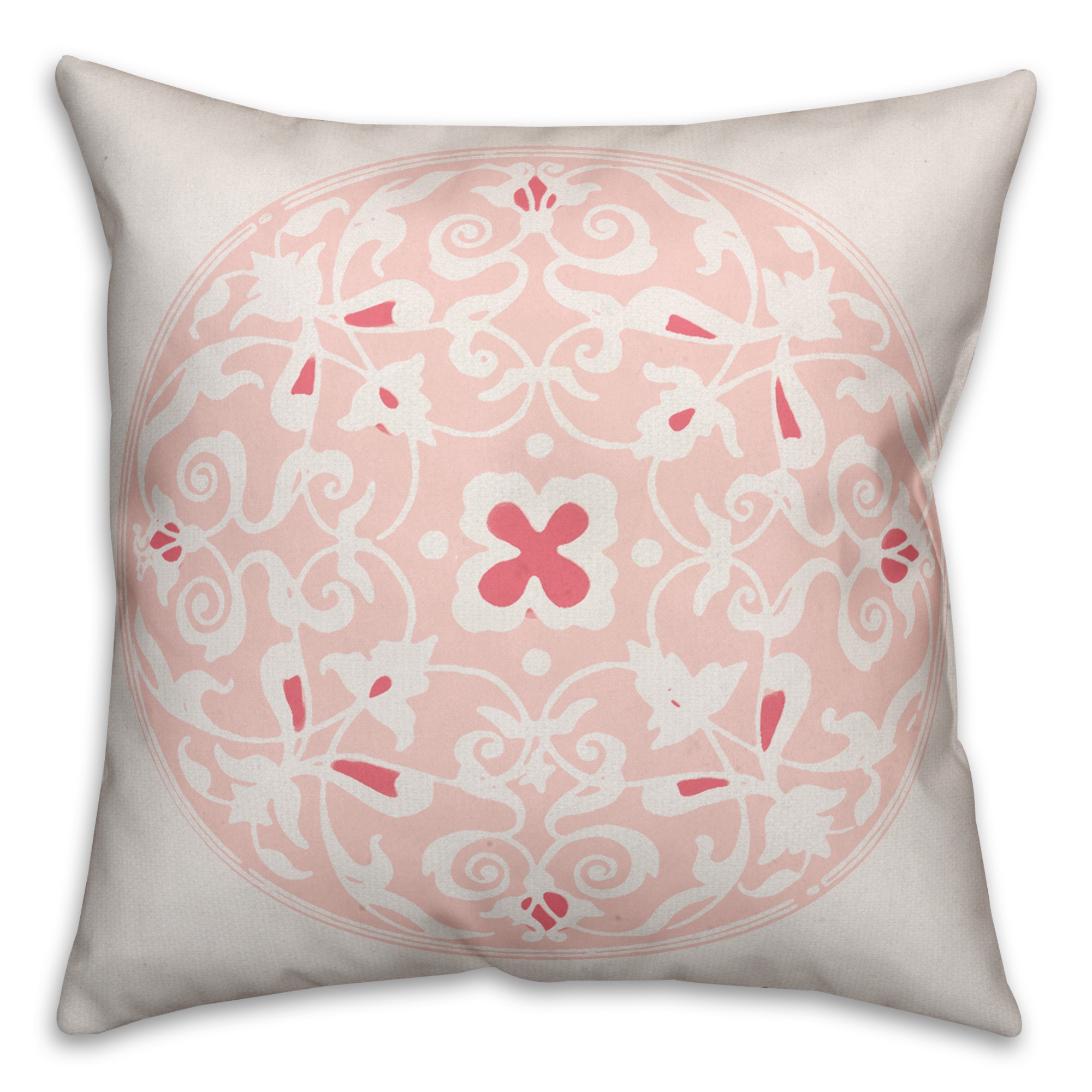 Coral Moroccan Circle 18x18 Throw Pillow