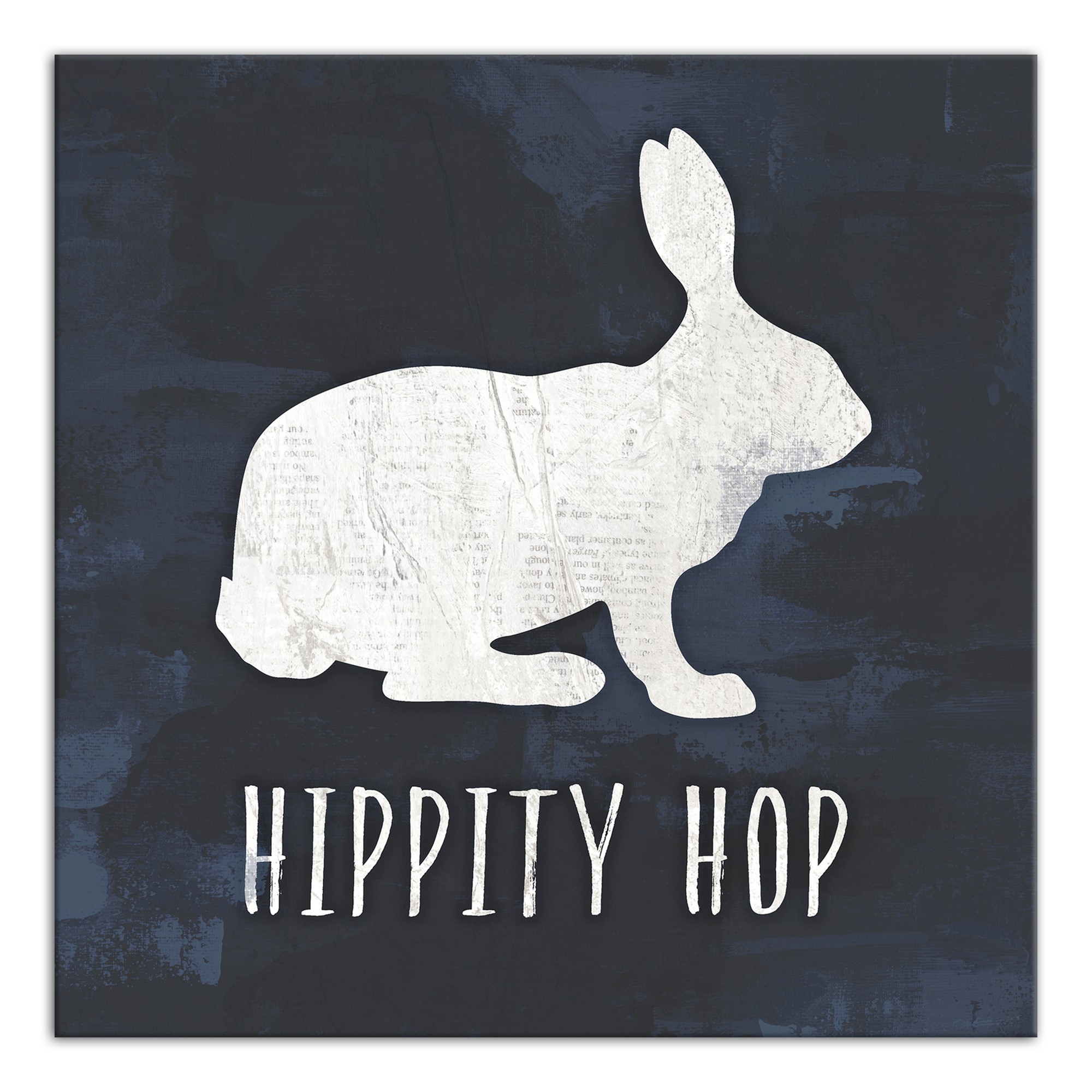 Hippity Hop Chalkboard Easter Rabbit Canvas Wall Art, 16x16