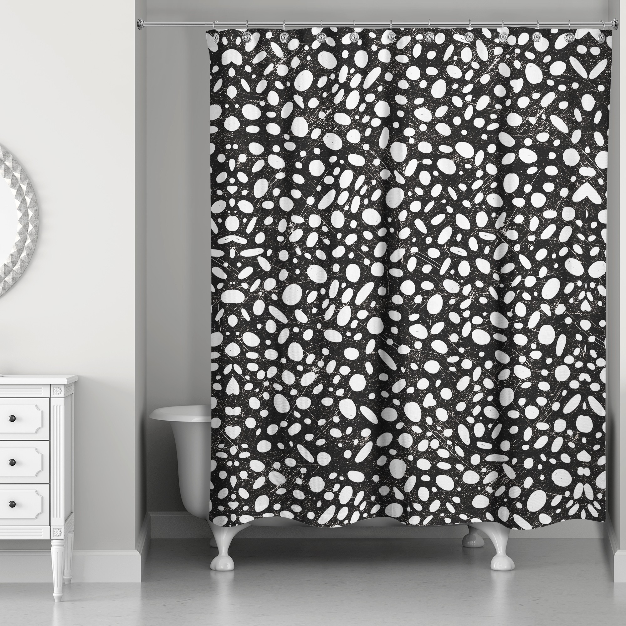 Black and White Pebble Shower Curtain