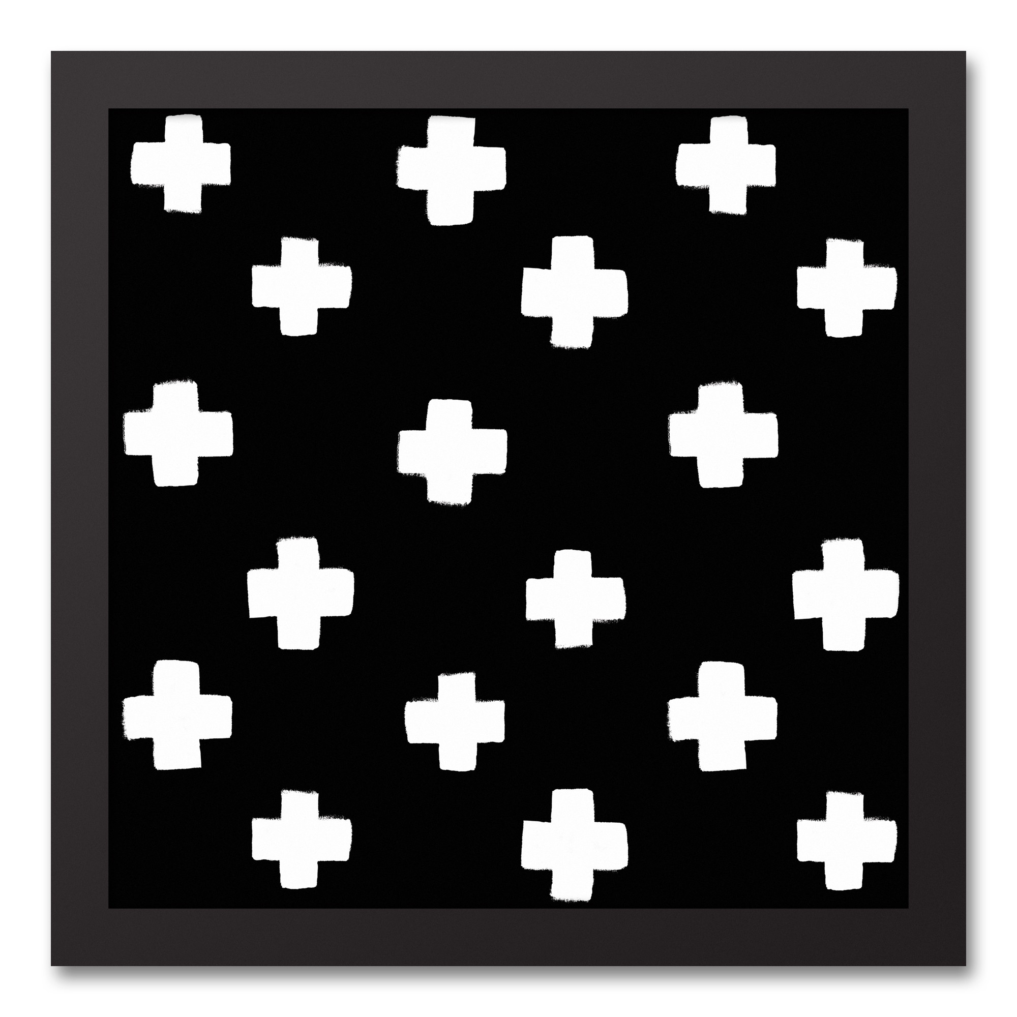 Black and White Swiss Cross Framed Canvas, 12x12