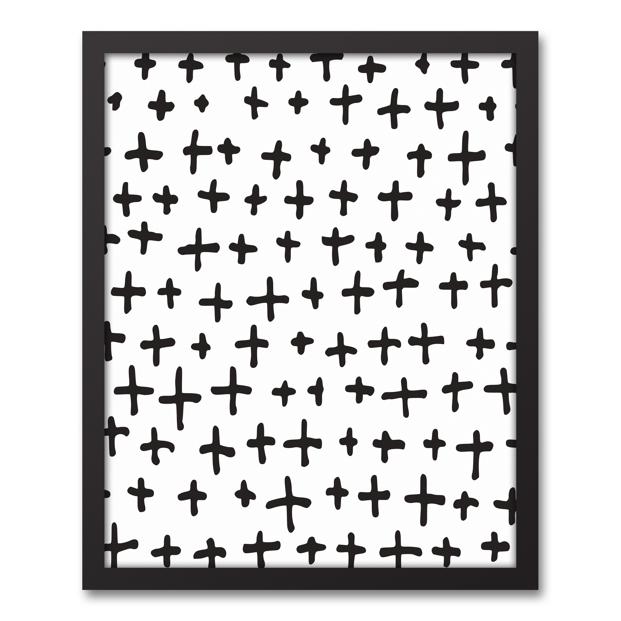Hand-Drawn Swiss Cross Framed Canvas, 16x20