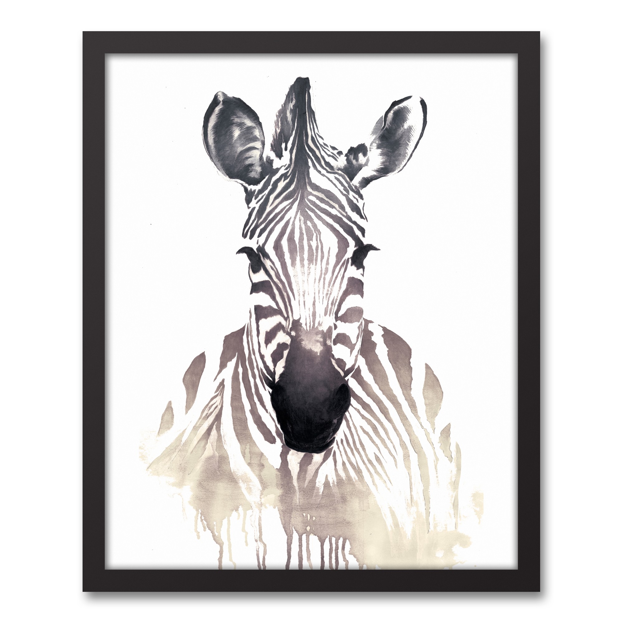 Zebra Watercolor Framed Canvas, 16x20