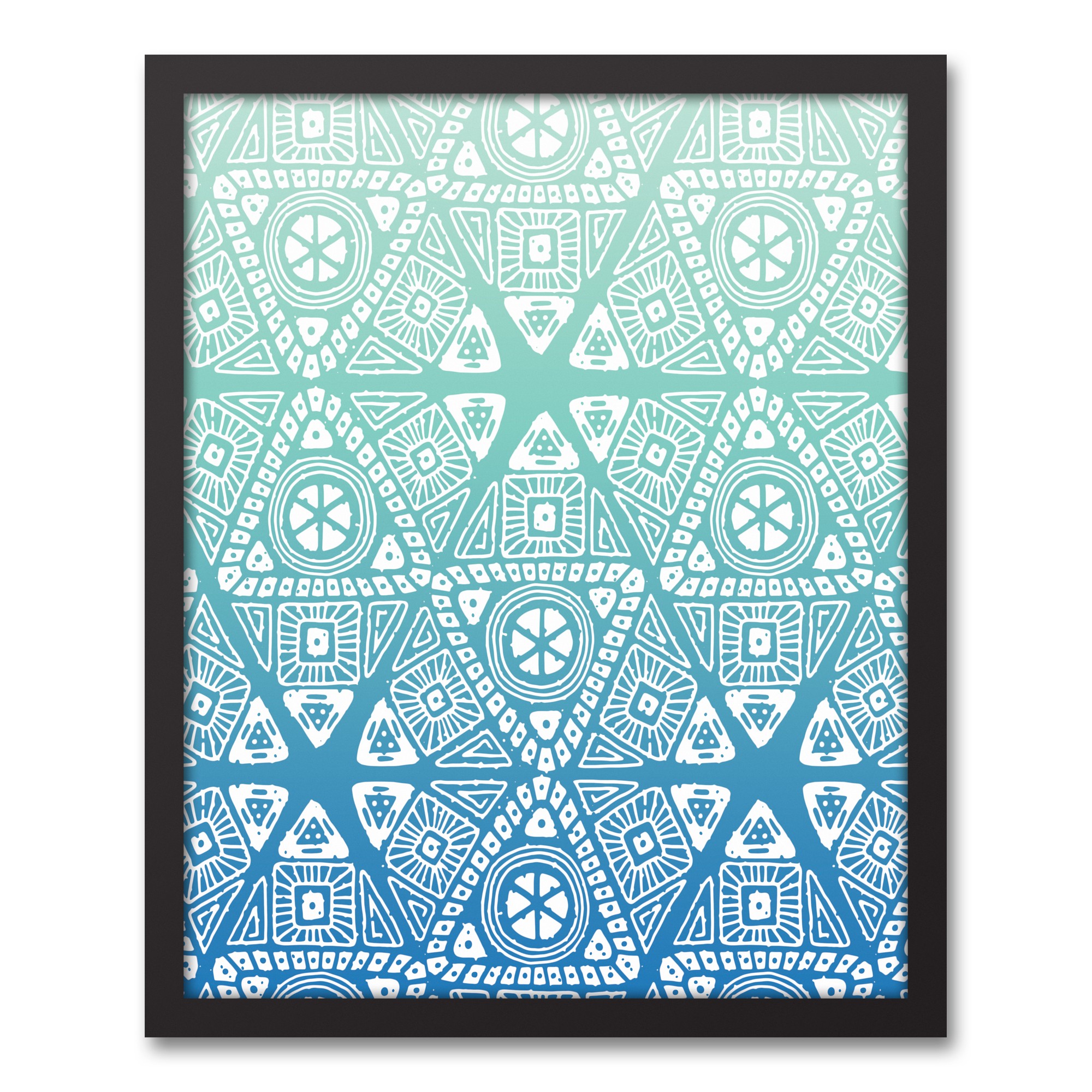 Blue Tribal Pattern Framed Canvas, 16x20