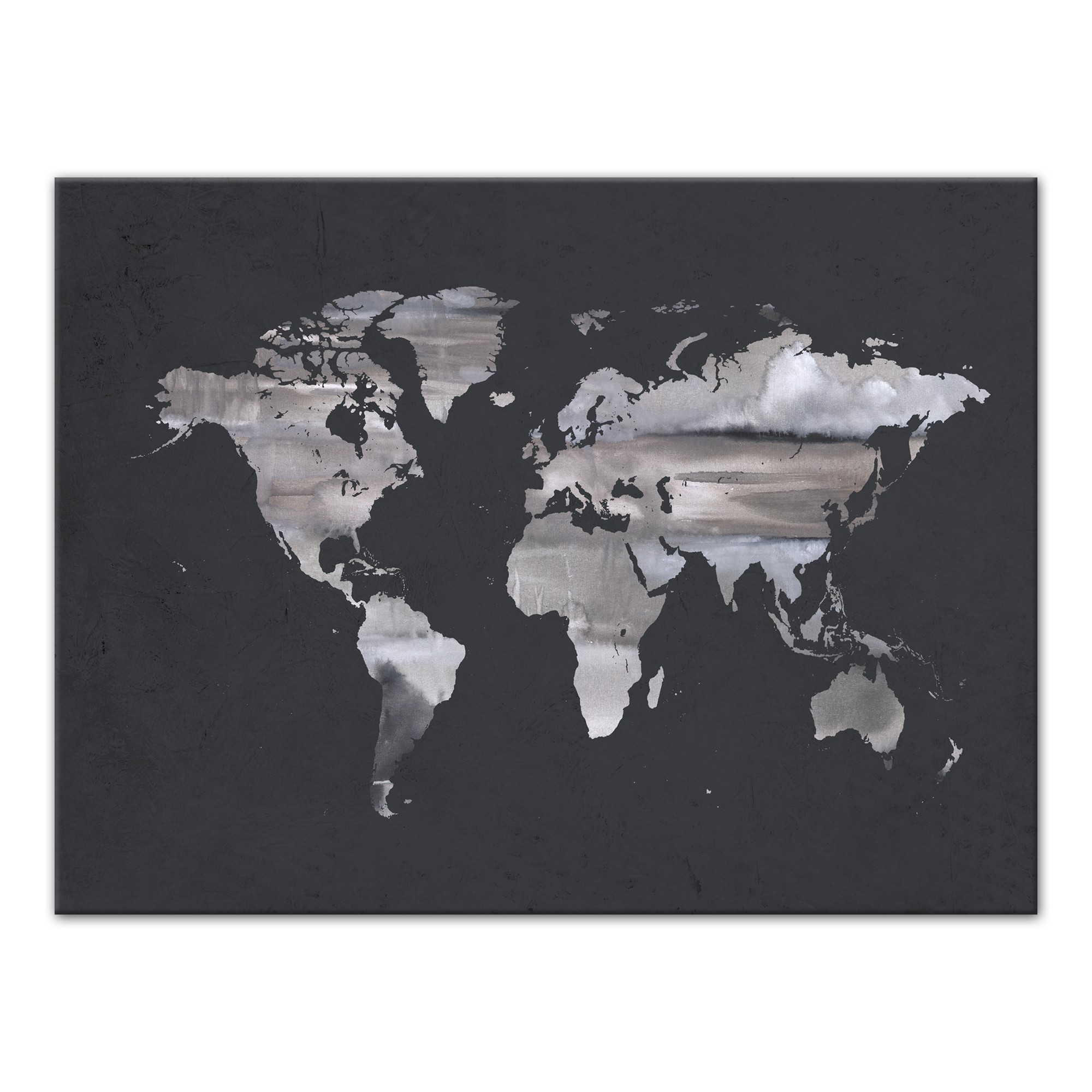 Watercolor World Map Canvas - Gray