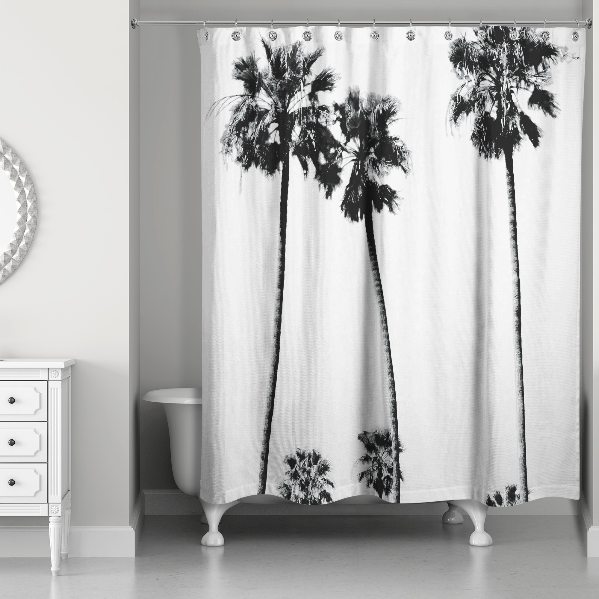 Black and White Palm Trees Shower Curtain
