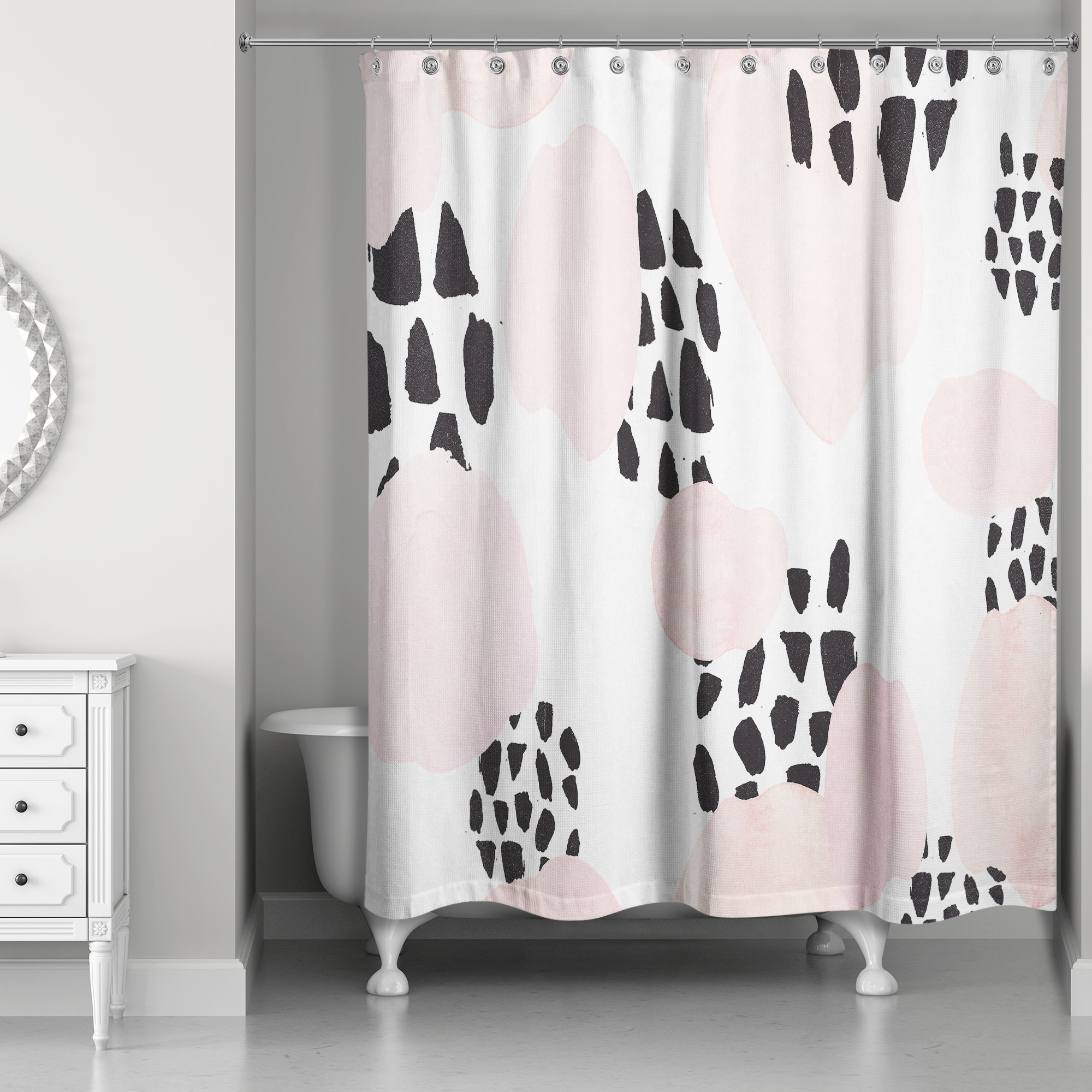 Blush and Black Print Shower Curtain