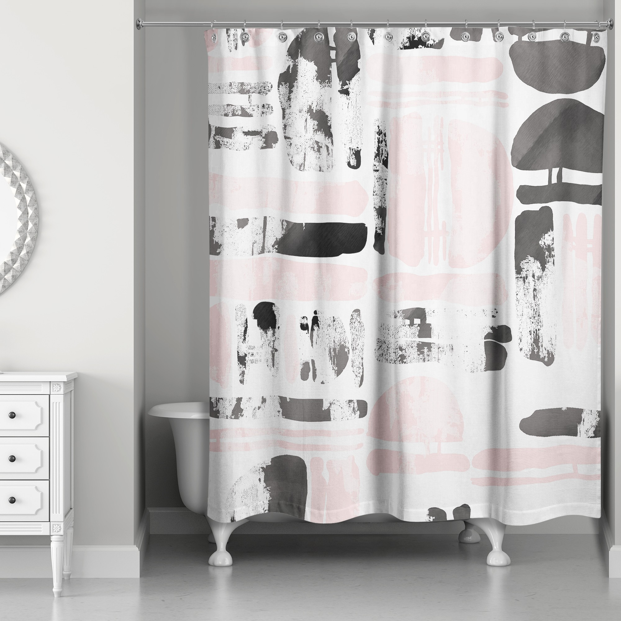 Pink and Black Gridlock Shower Curtain