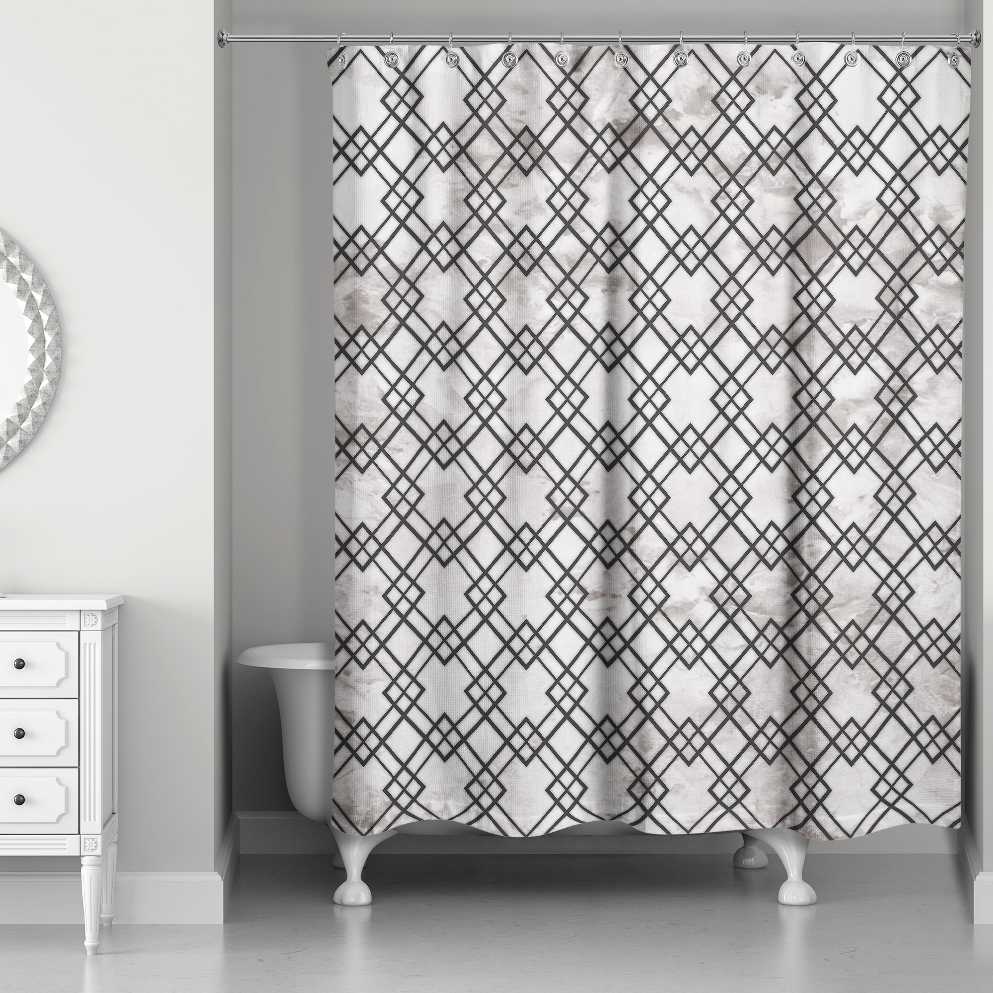 Geometric Marble Shower Curtain